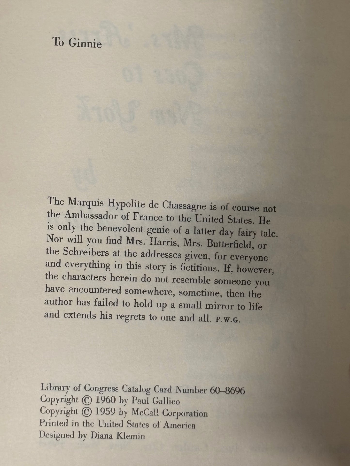 Mrs. 'arris Goes To New York - Paul Gallico - 1960