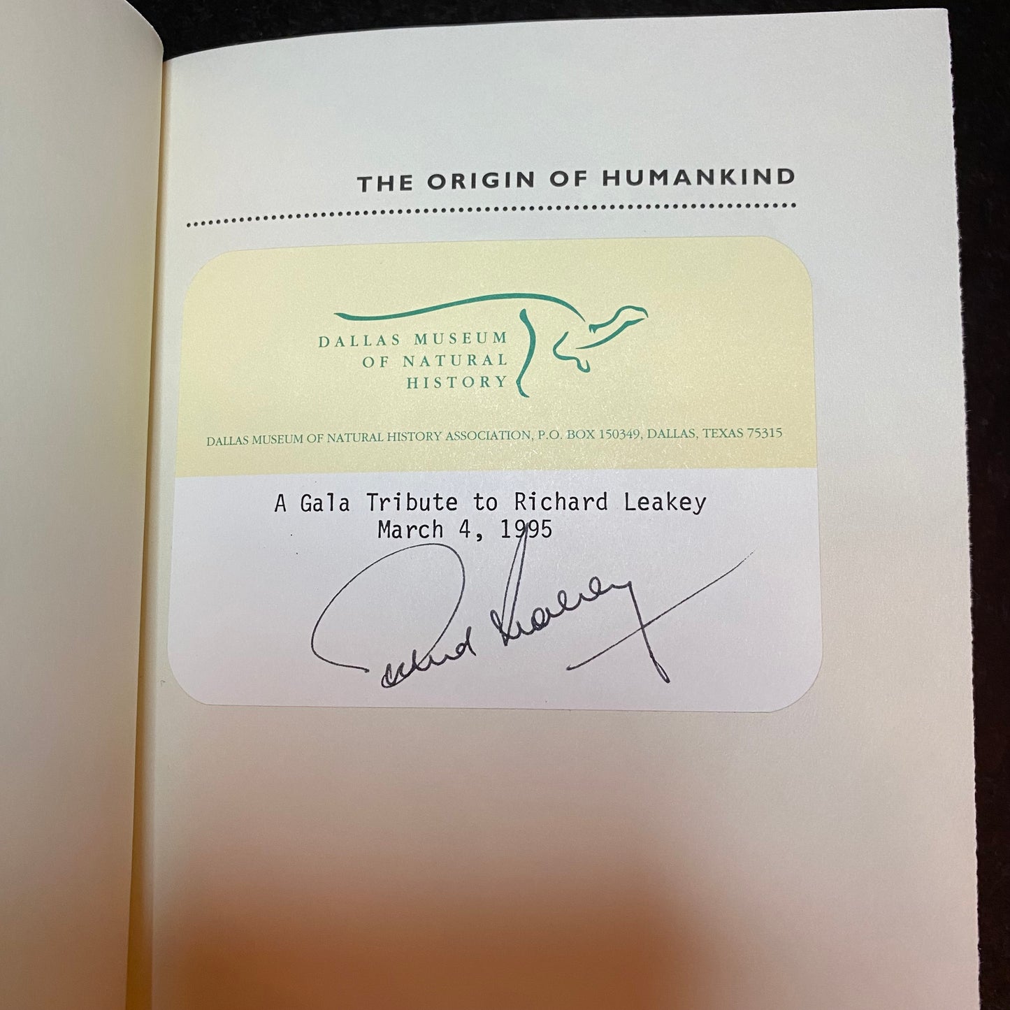 The Origin of Humankind - Richard Leakey - 1st American Edition - Signed- 1994