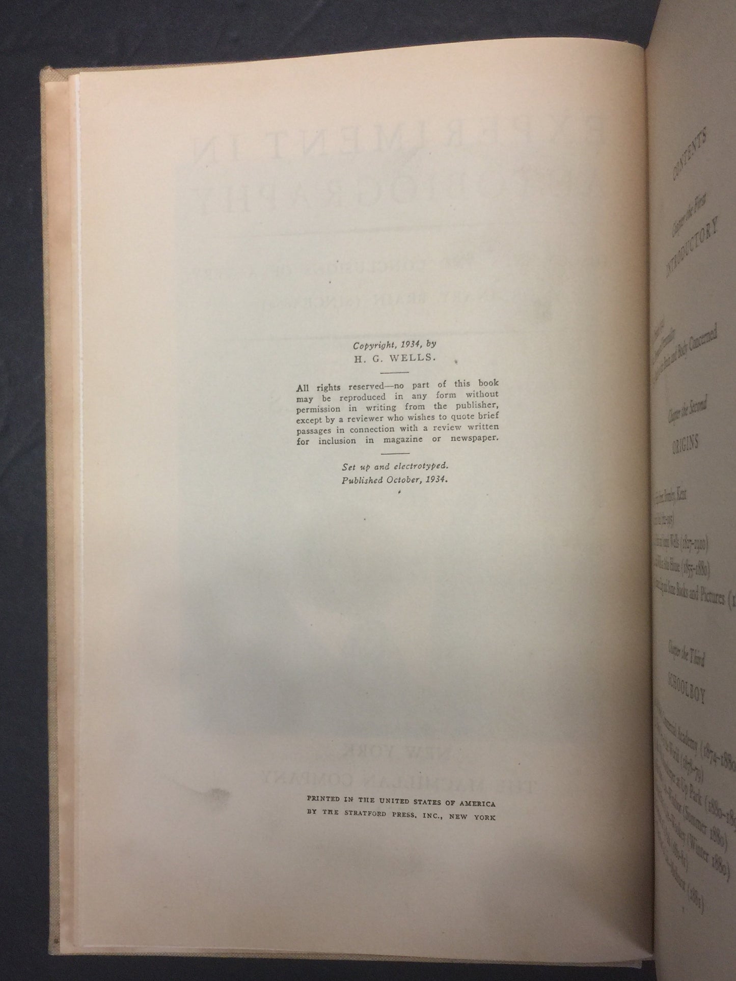 Experiment in Autobiography - H.G. Wells - 1st Edition - 1934