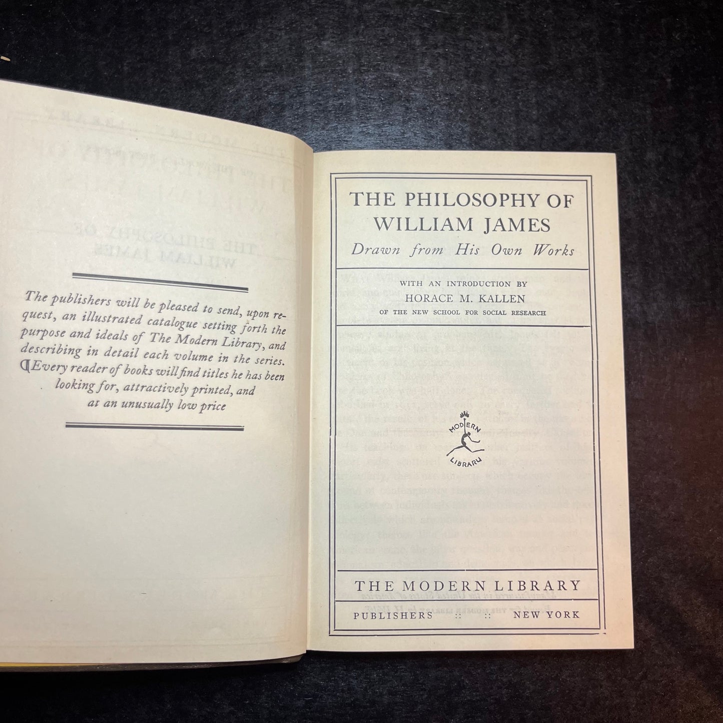 The Philosophy of William James - William James - Scarce - 1931
