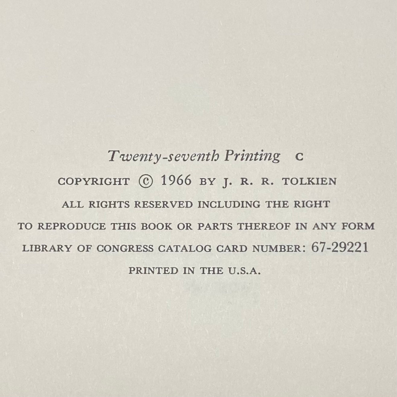 The Hobbit - J.R.R. Tolkien - Twenty-Seventh Print - 1966