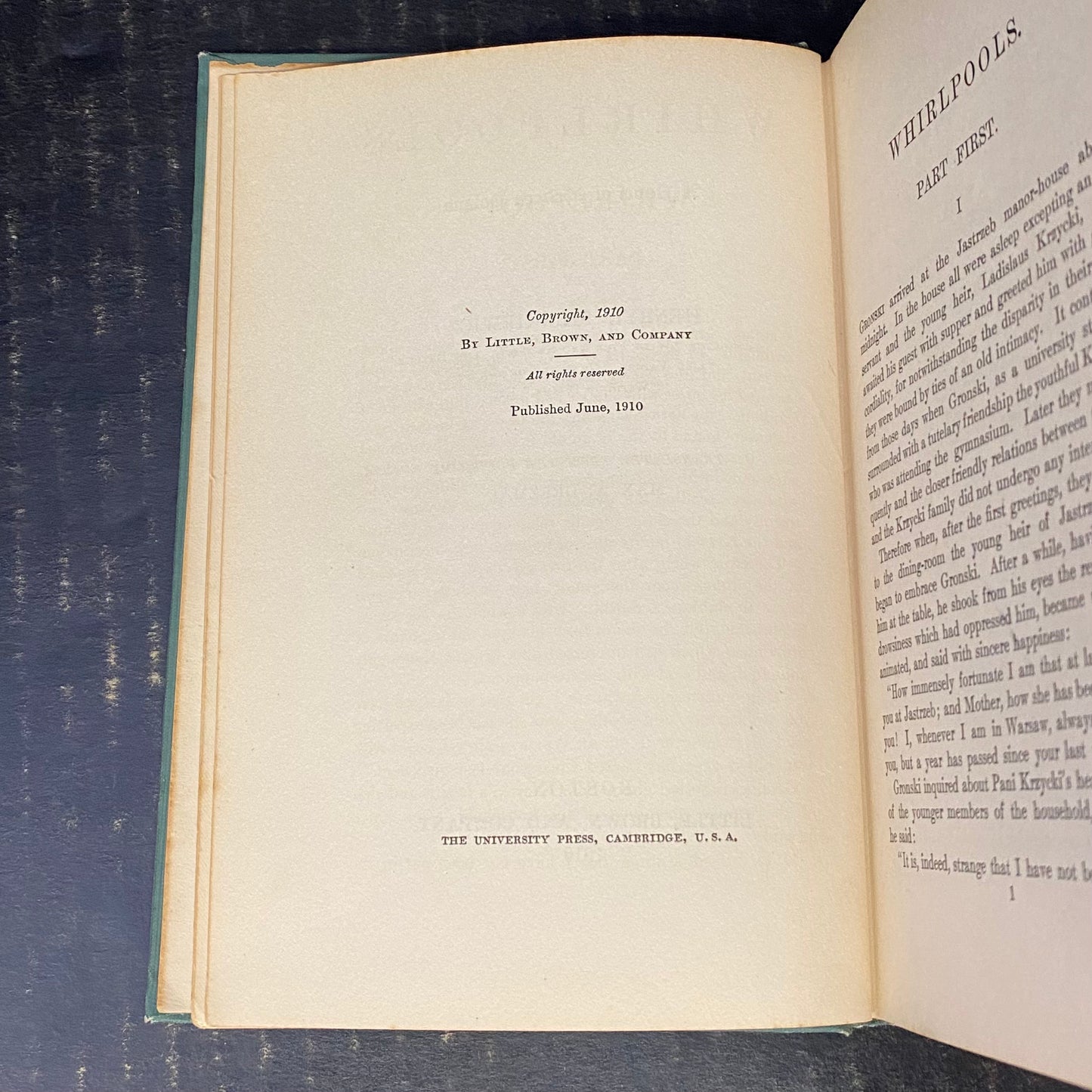 Whirlpools - Henryk Sienkiewicz - First American Edition - 1910