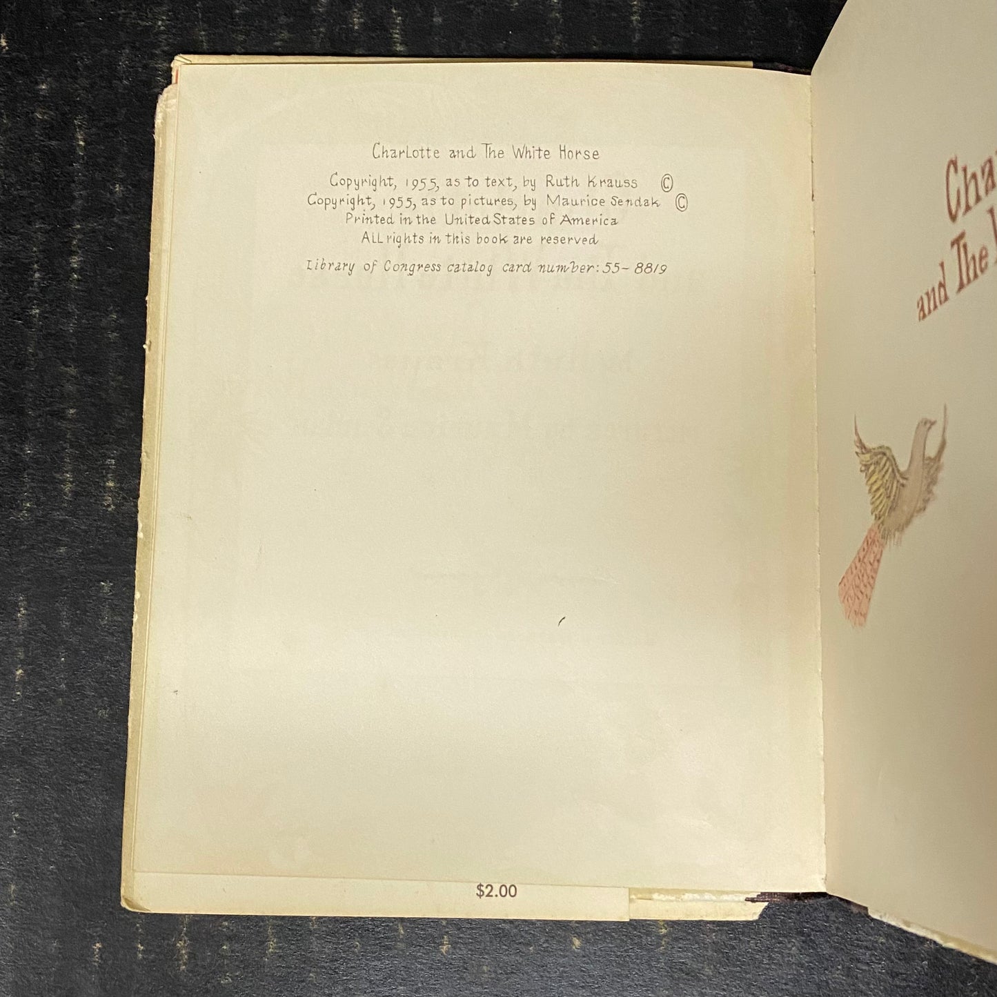 Charlotte and The White Horse - Ruth Krauss - Pictures by Maurice Sendak - Possible First Edition - 1955