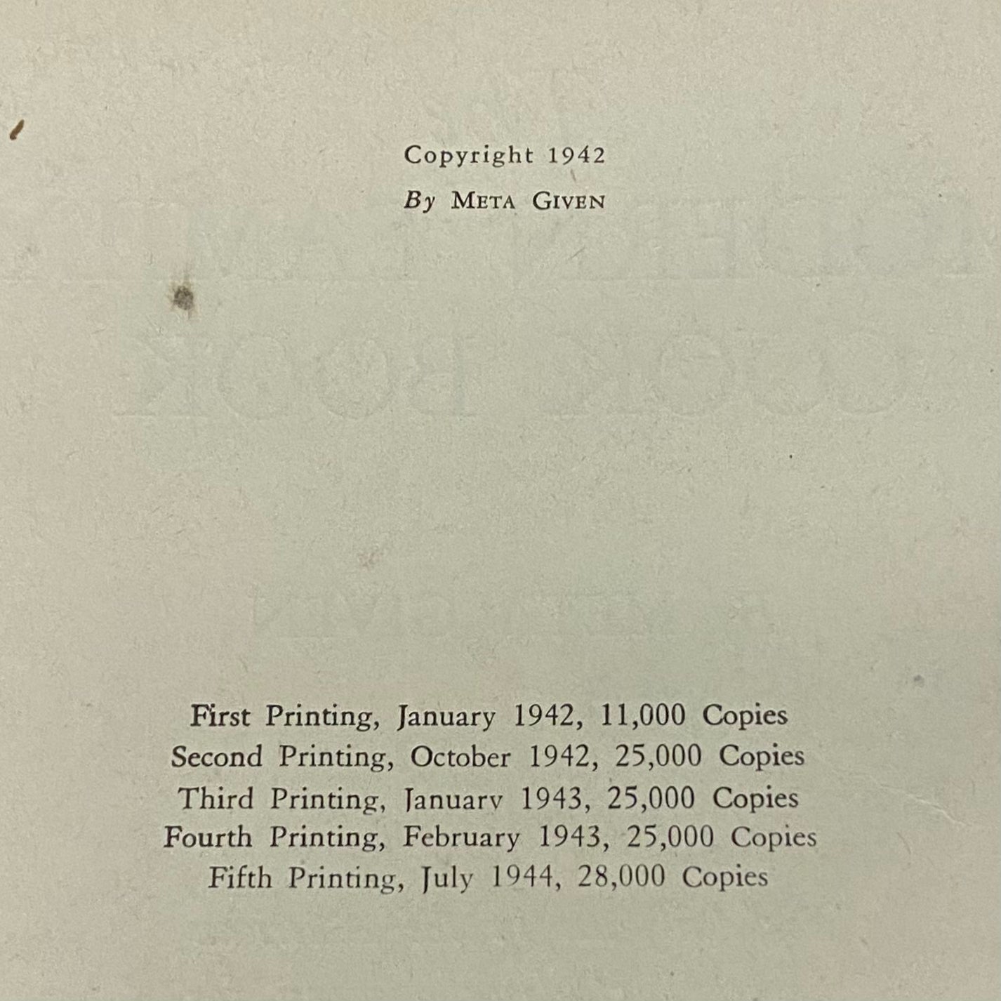 The Modern Family Cook Book - Meta Given - Fifth Printing - 1944