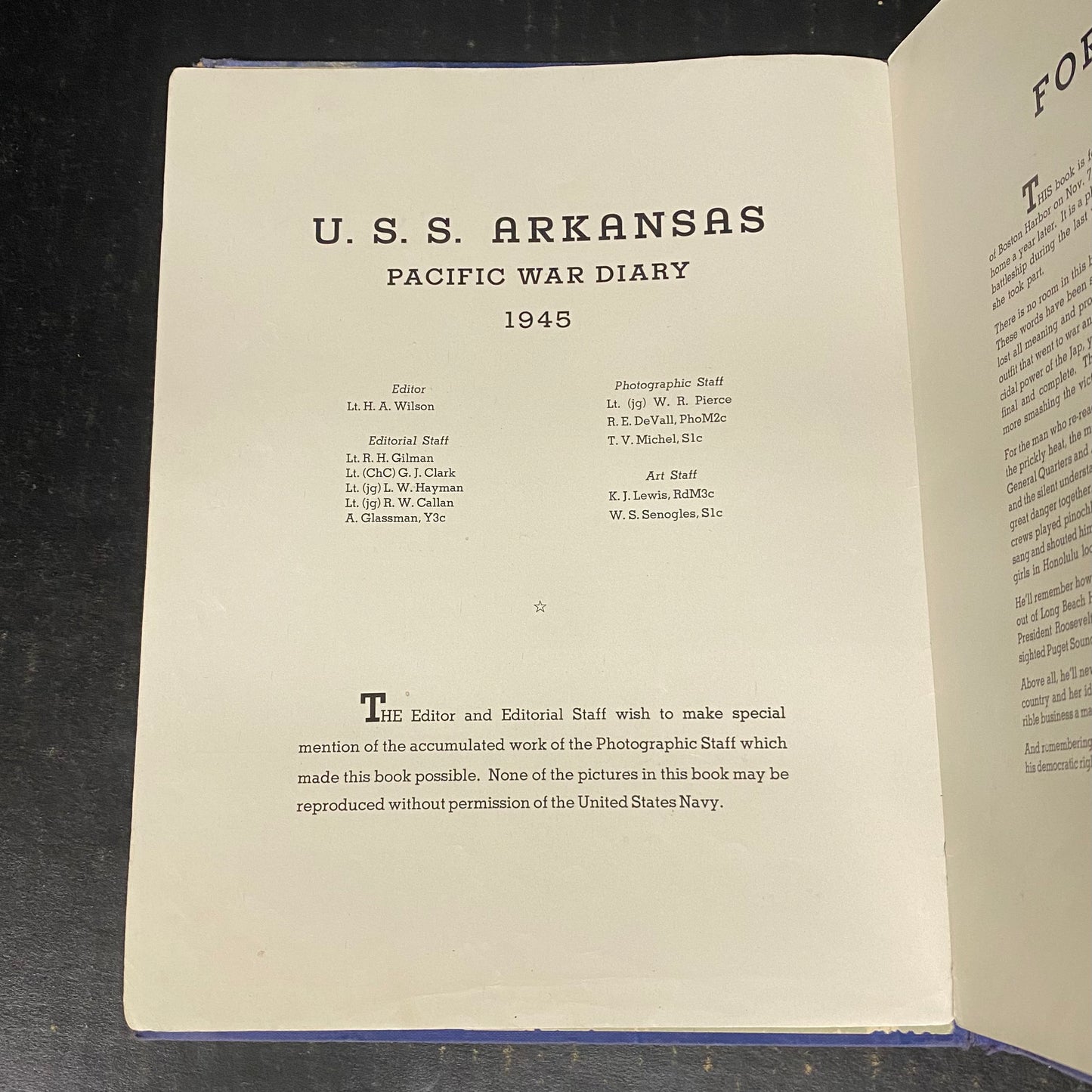 U.S.S. Arkansas Pacific War Diary - Lieutenant H.A. Wilson - 1945
