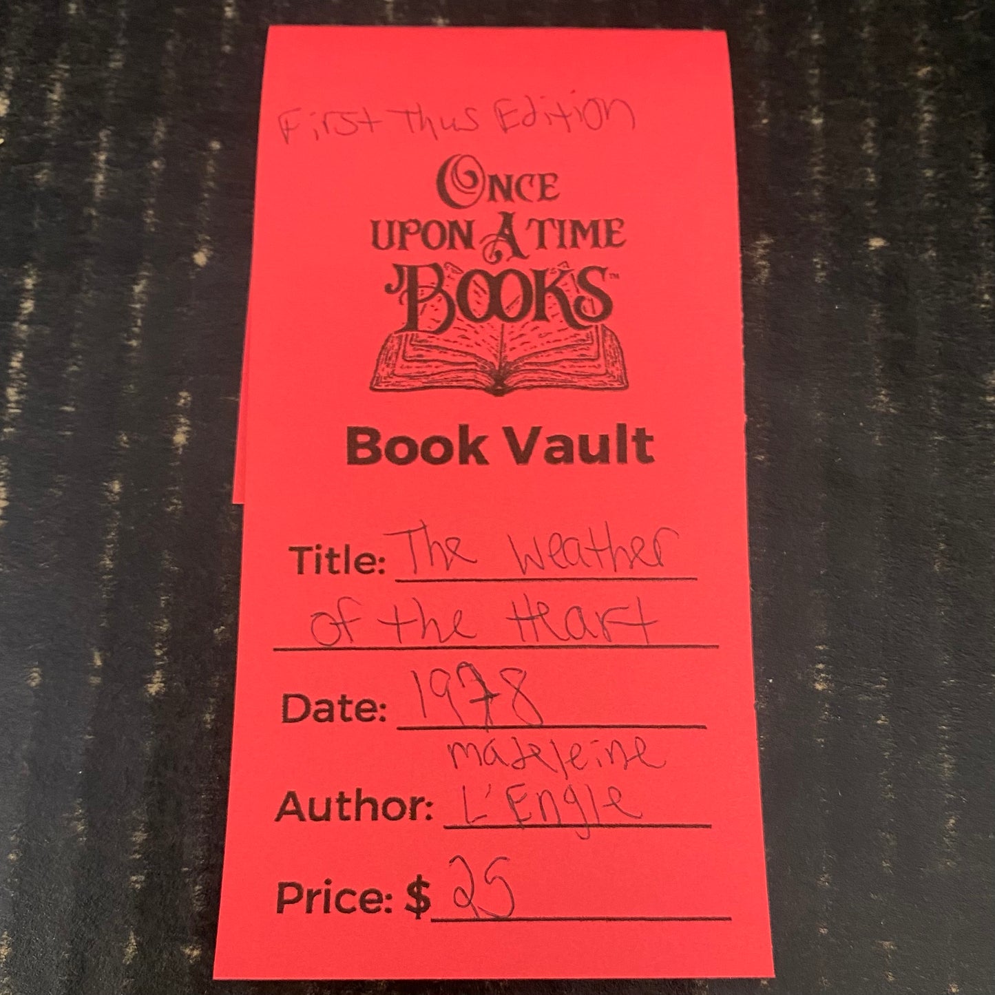 The Weather of the Heart - Madeleine L'Engle - First Thus Edition - 1978