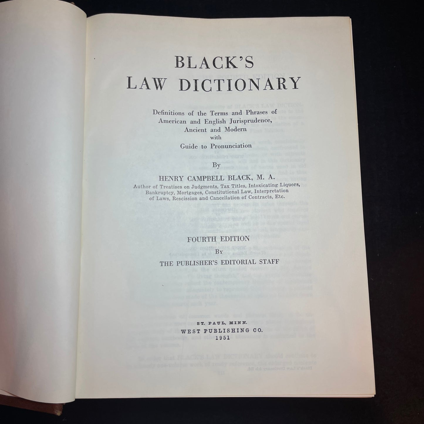 Black's Law Dictionary - Henry Campbell Black -De Luxe 4th Edition - Black's Law Dictionary -