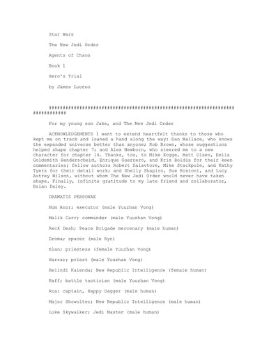 Hero's Trial: Star Wars Legends Agents of Chaos, Book I