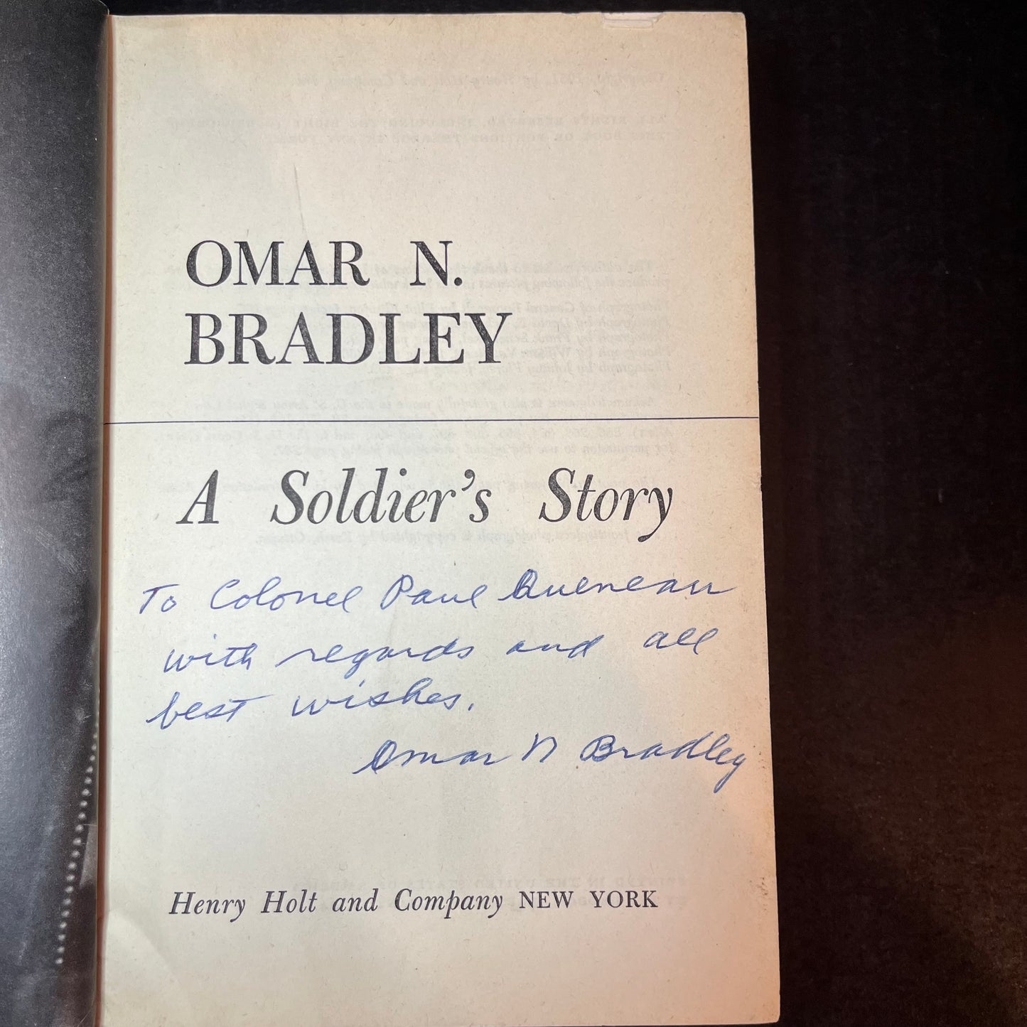 A Soldier's Story - Omar N. Bradley - Signed Copy - 1951