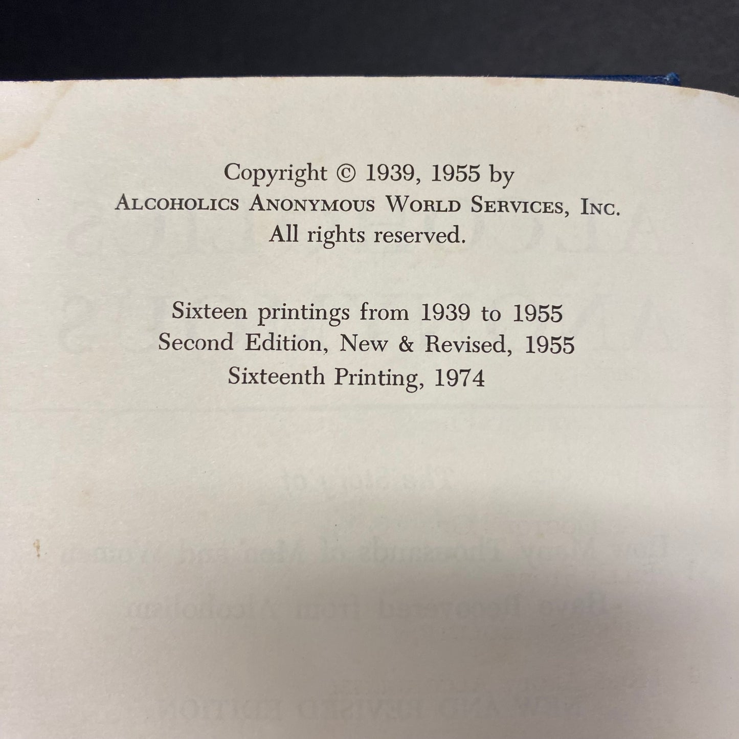 Alcoholics Anonymous - Alcoholics Anonymous World Service - 16th Printing - 1974