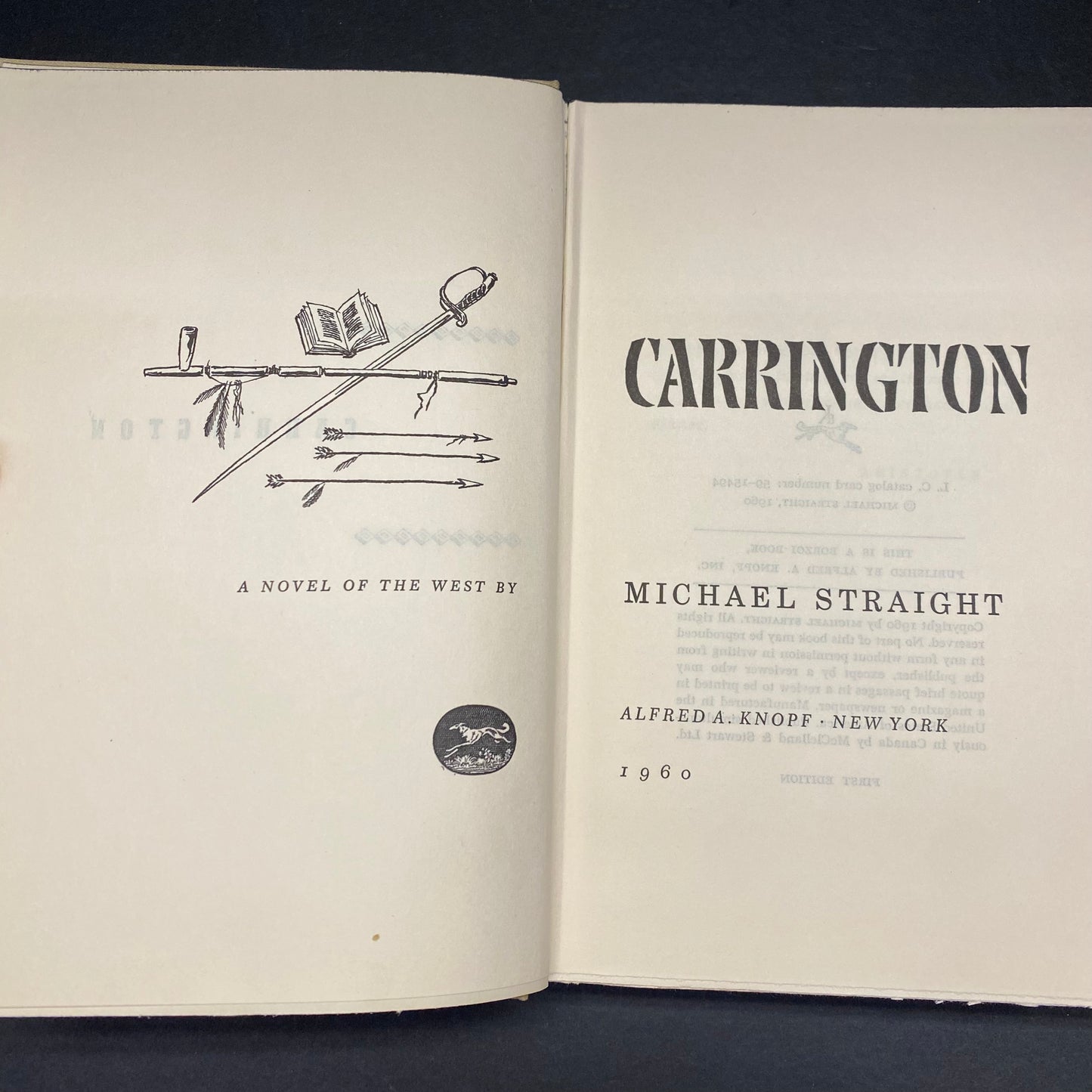 Carrington - Michael Straight - Signed - 1st Edition - 1960