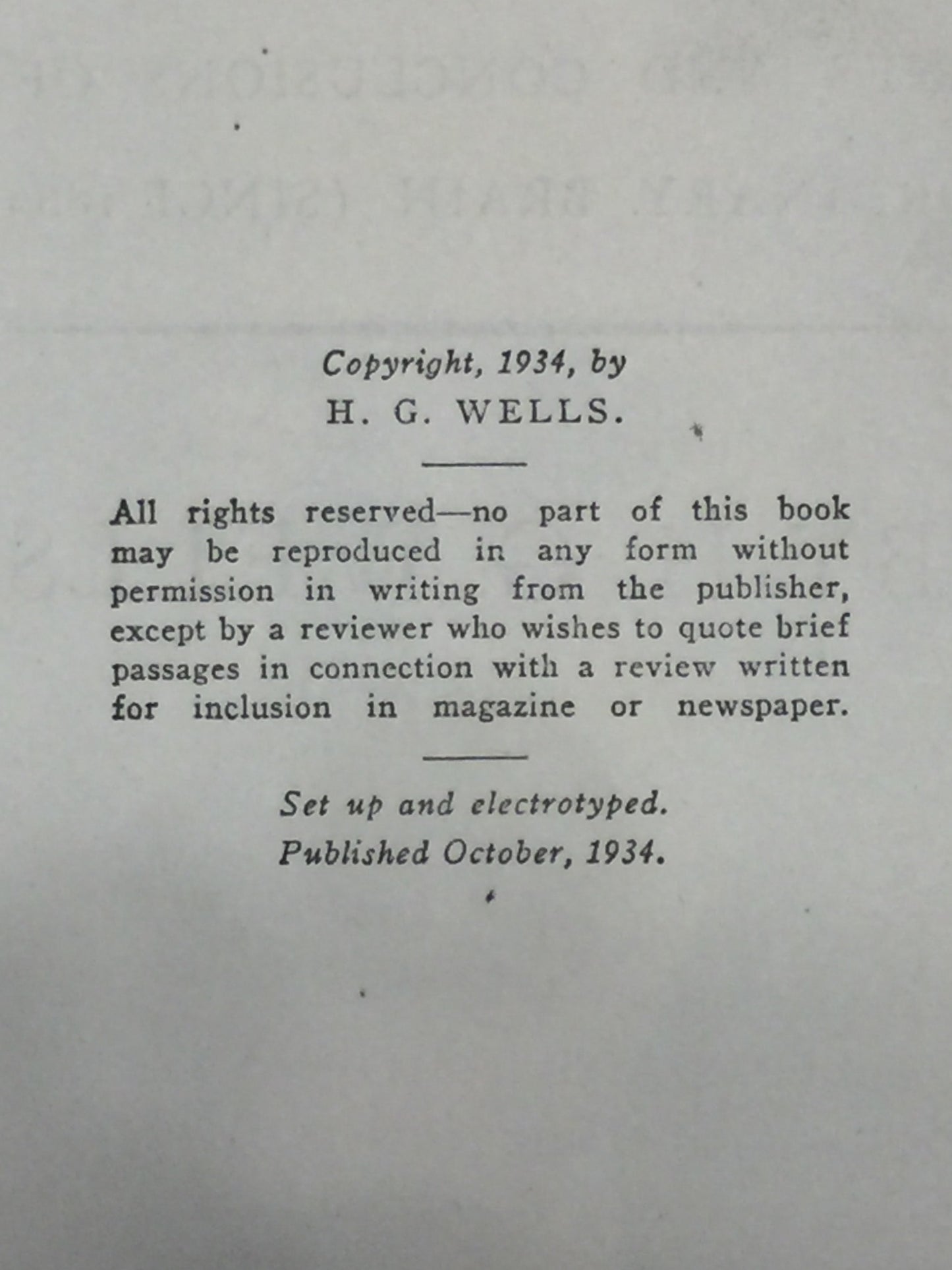 Experiment in Autobiography - H.G. Wells - 1st Edition - 1934