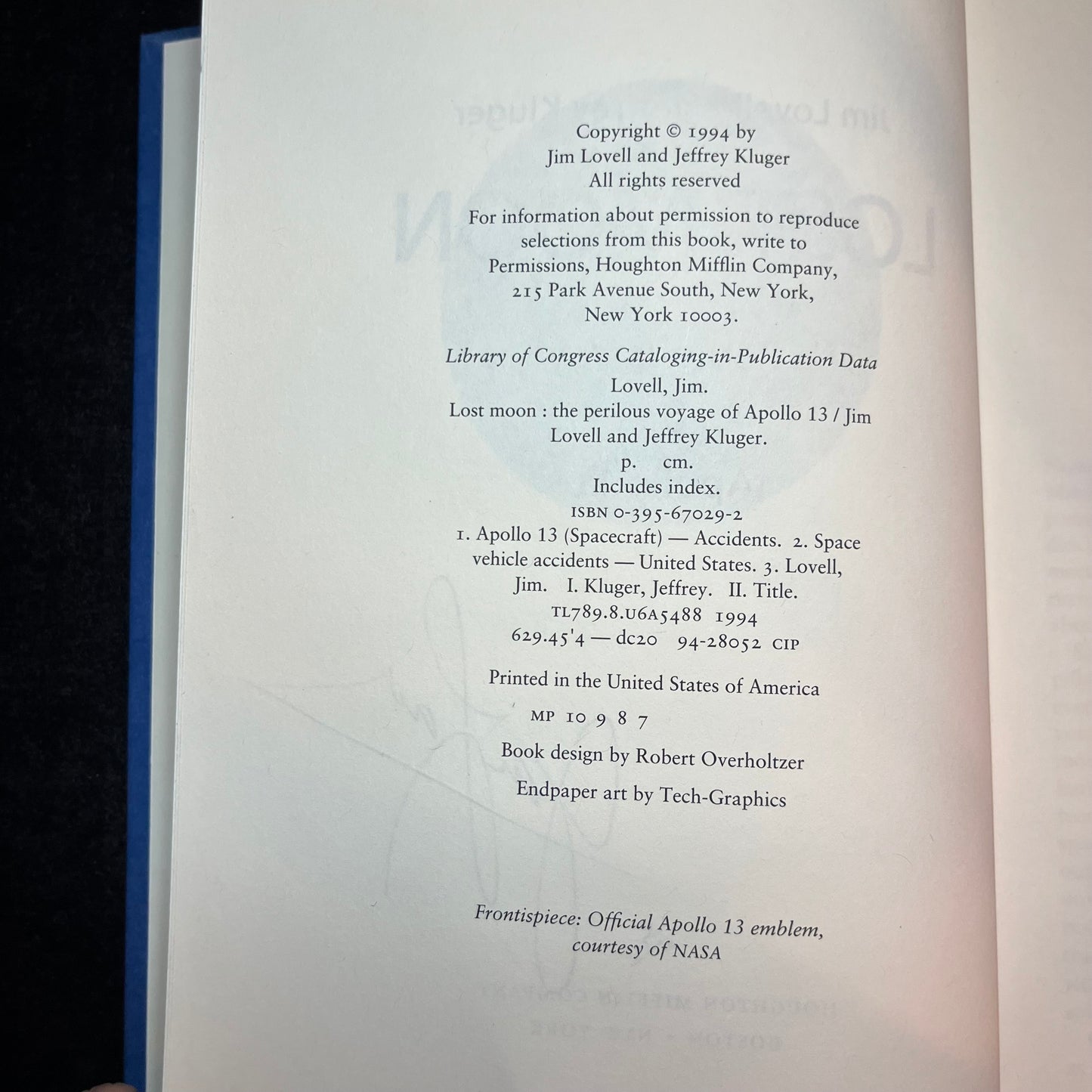 Lost Moon - Jim Lovell & Jeffrey Kluger - Signed Copy - 7th Print - 1994