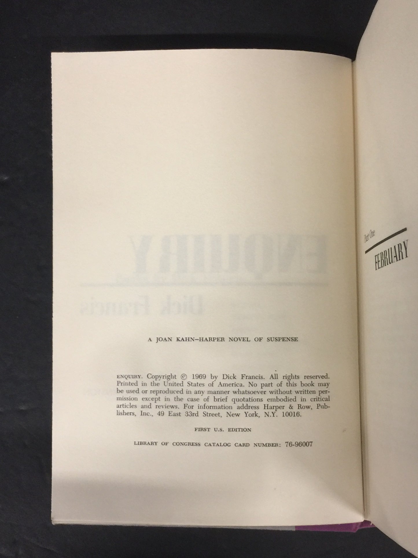 Enquiry - Dick Francis - 1st American Edition - 1969