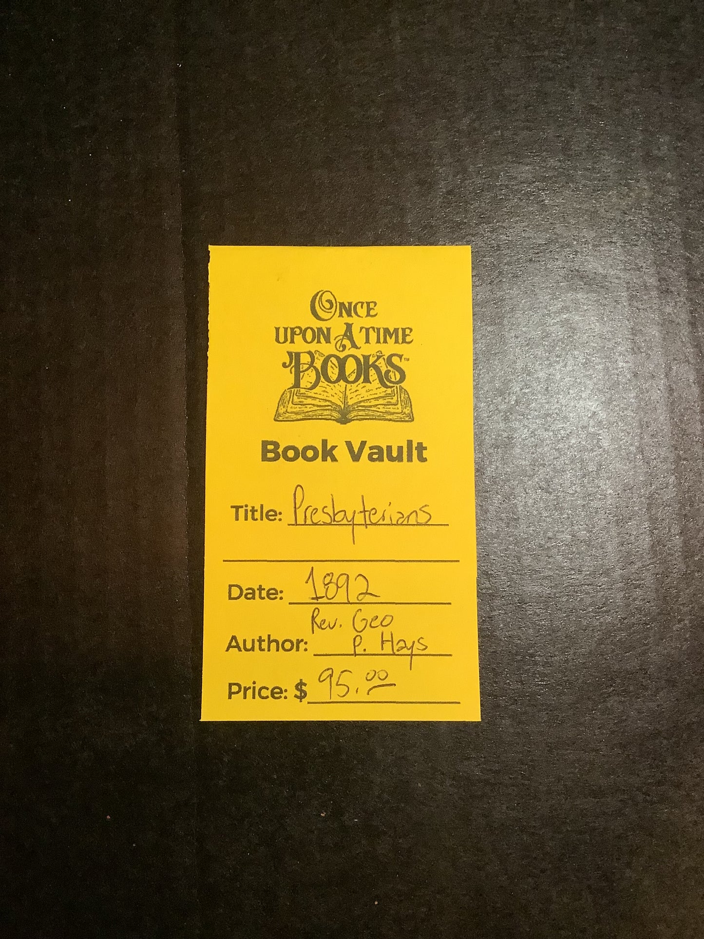 Presbyterians - Rev. Geo P. Hays - 1892