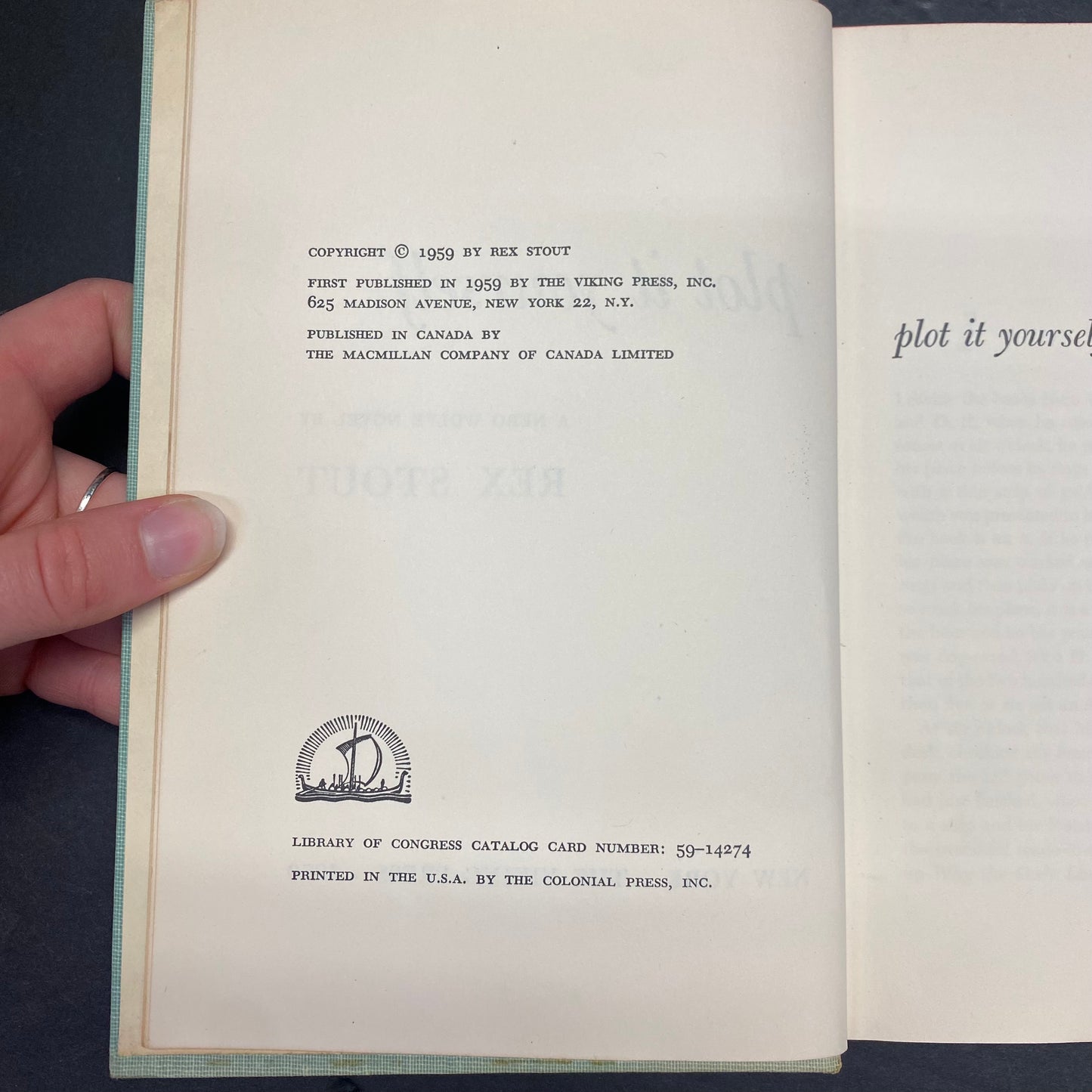 Plot It Yourself - Rex Stout - 1st Edition - Ex Library - 1959