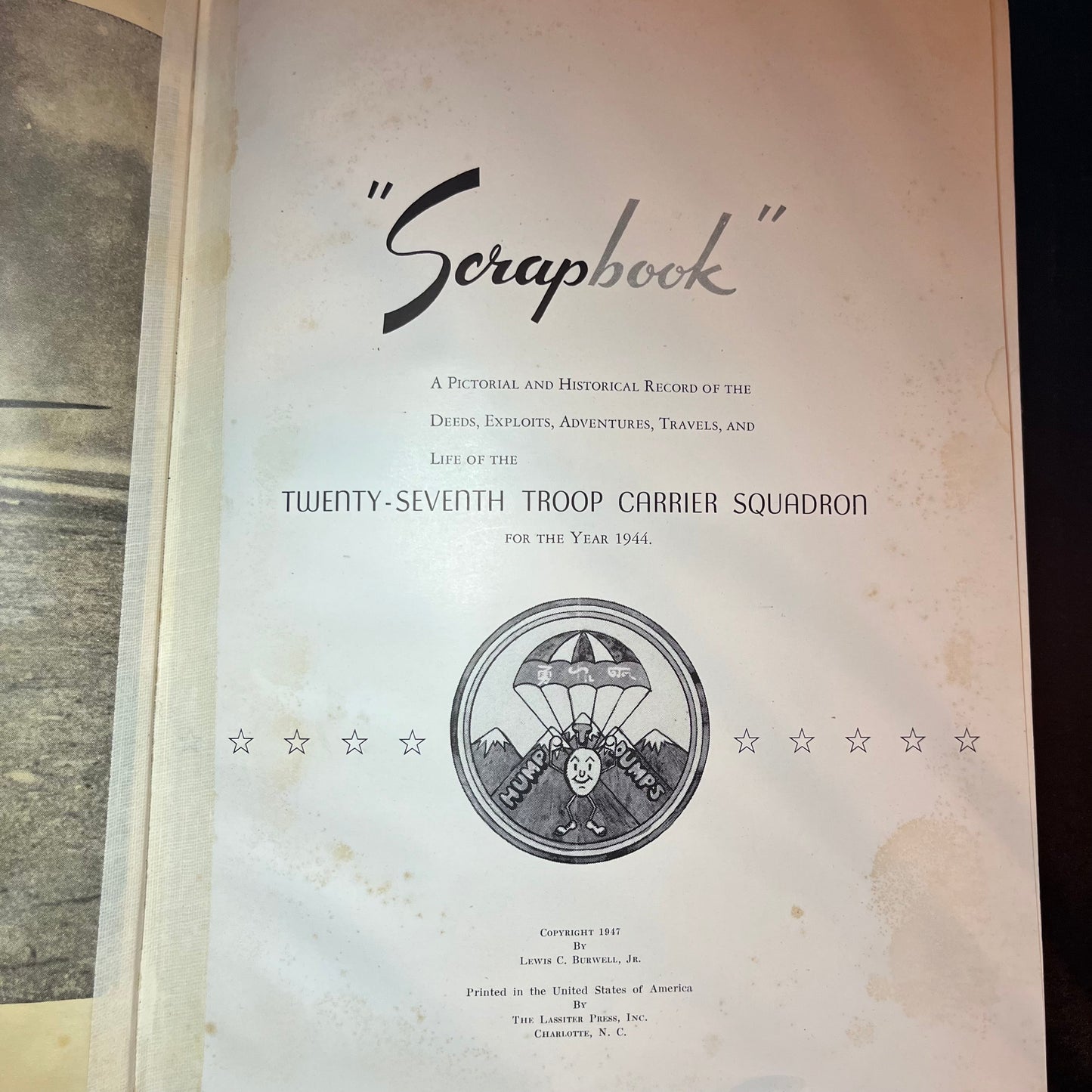 Scrapbook Twenty-Seventh Troop Carrier Squadron - Lewis C. Burwell Jr. - Very Scarce - 1947