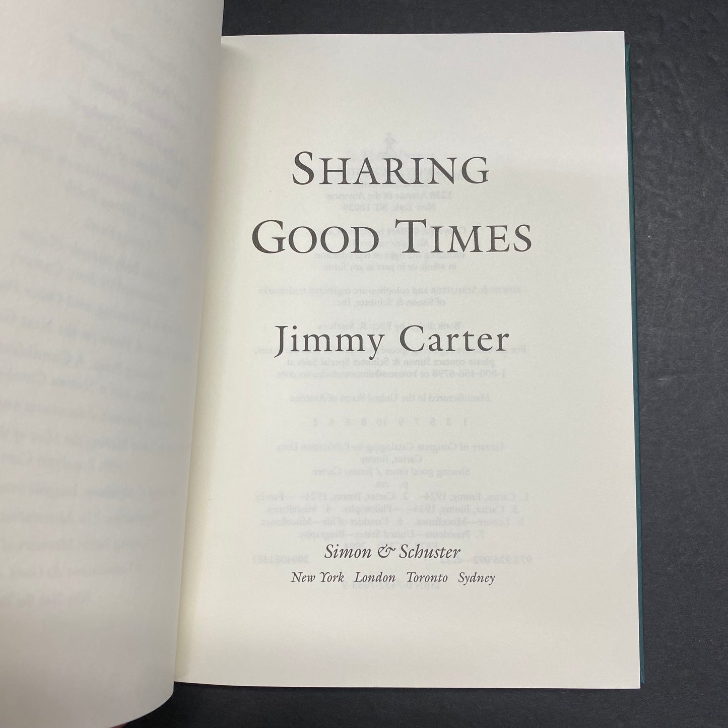 Sharing Good Times - Jimmy Carter - Signed - 2004