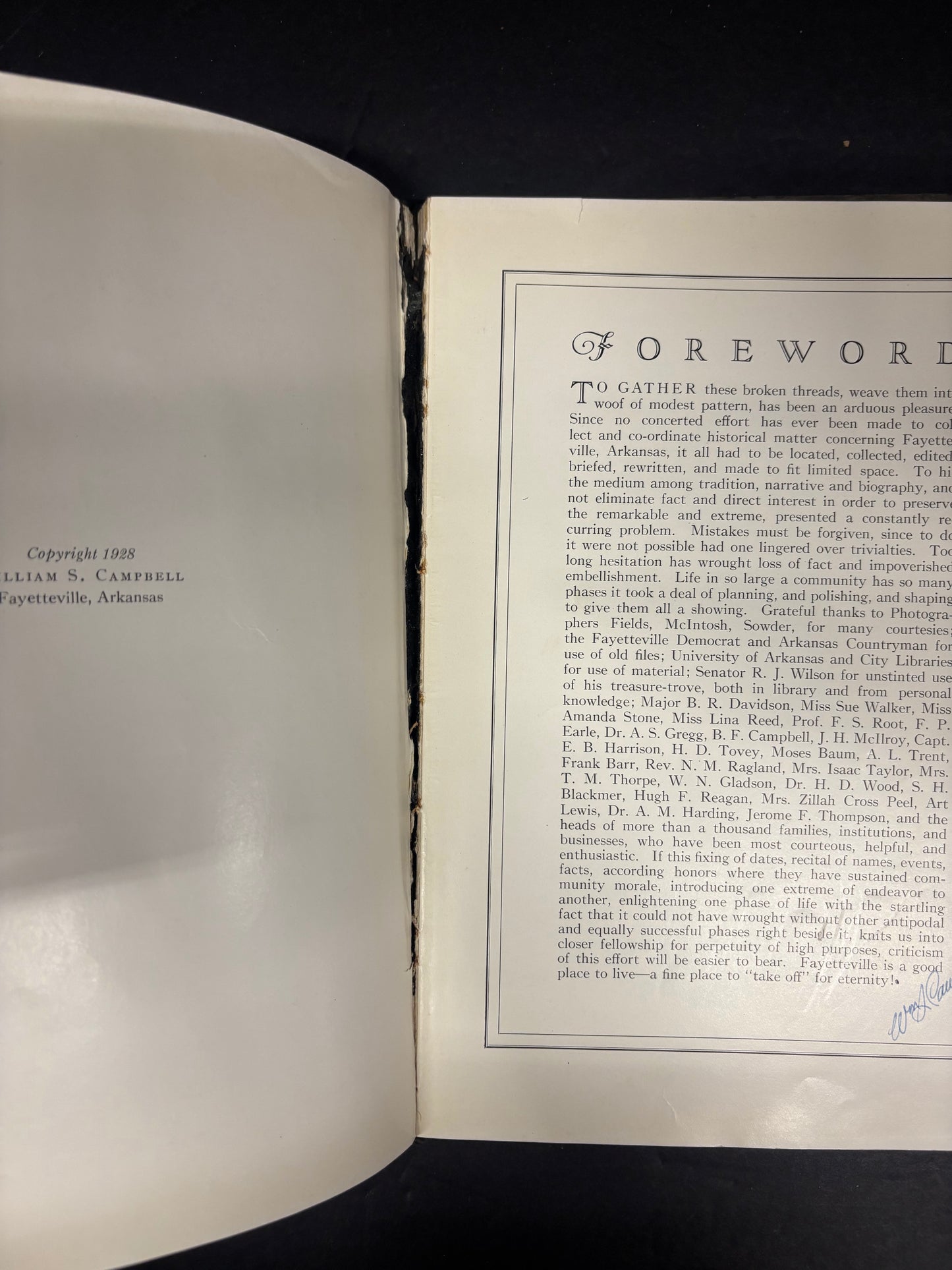 100 Years of Fayetteville - William S. Campbell - Signed - 1928