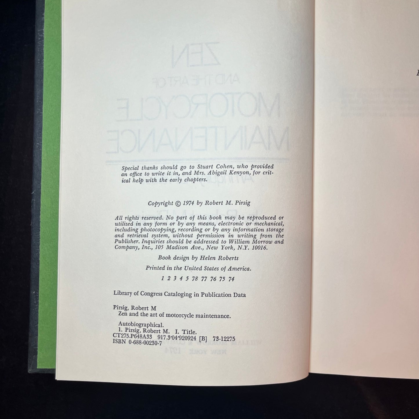 Zen and the Art of Motorcycle Maintenance - Robert M. Pirsig - 1st Edition - 1947
