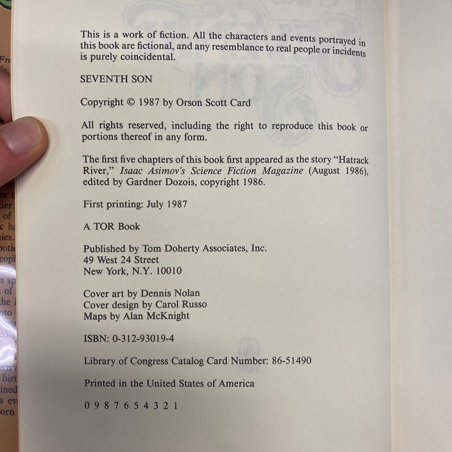 Seventh Son - Orson Scott Card - First Edition - Signed - 1987