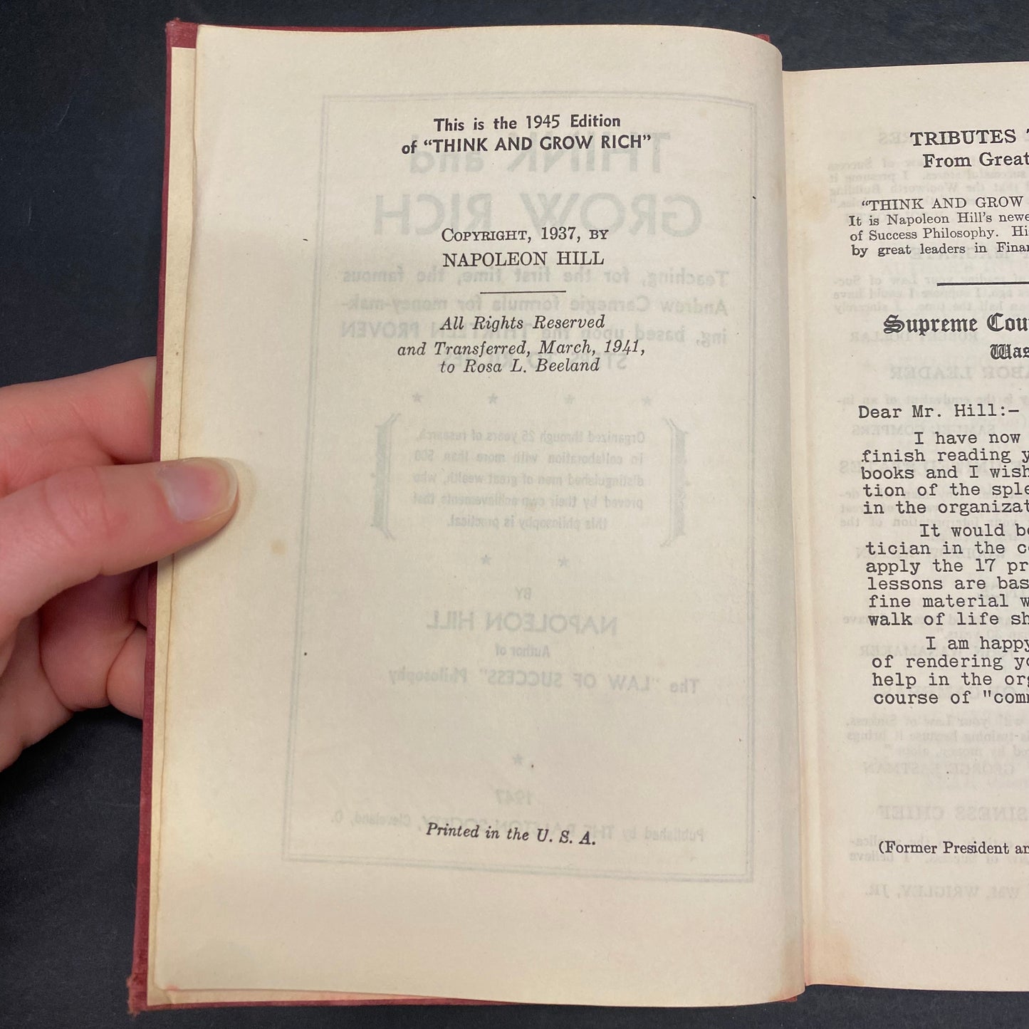 Think and Grow Rich - Napoleon Hill - Scarce - 1947