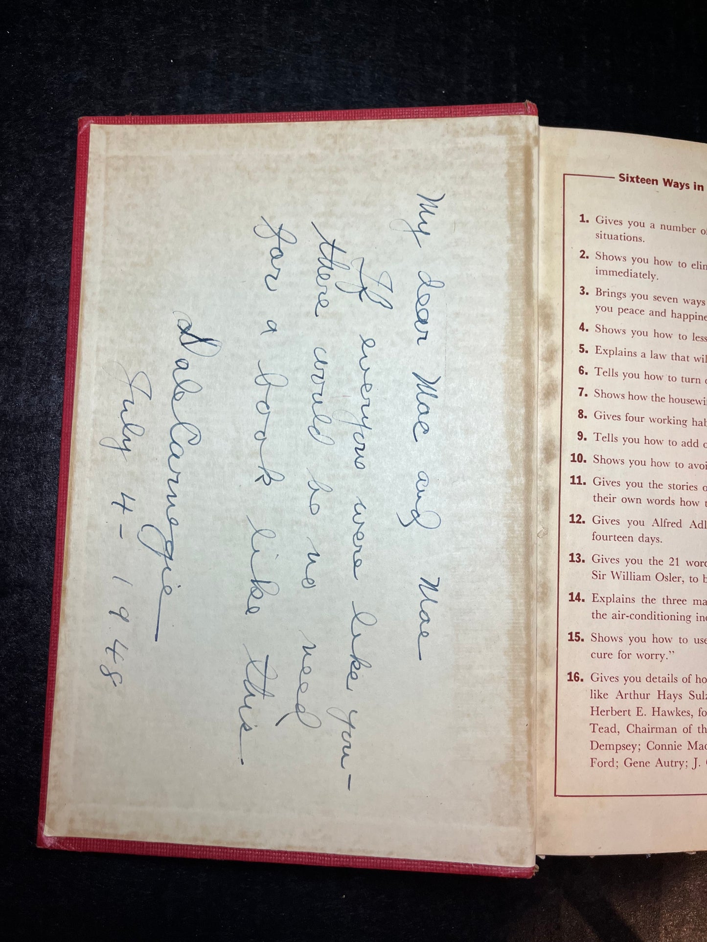 How To Stop Worrying and Start Living - Dale Carnegie - Signed x2 - 1st Edition - 1948