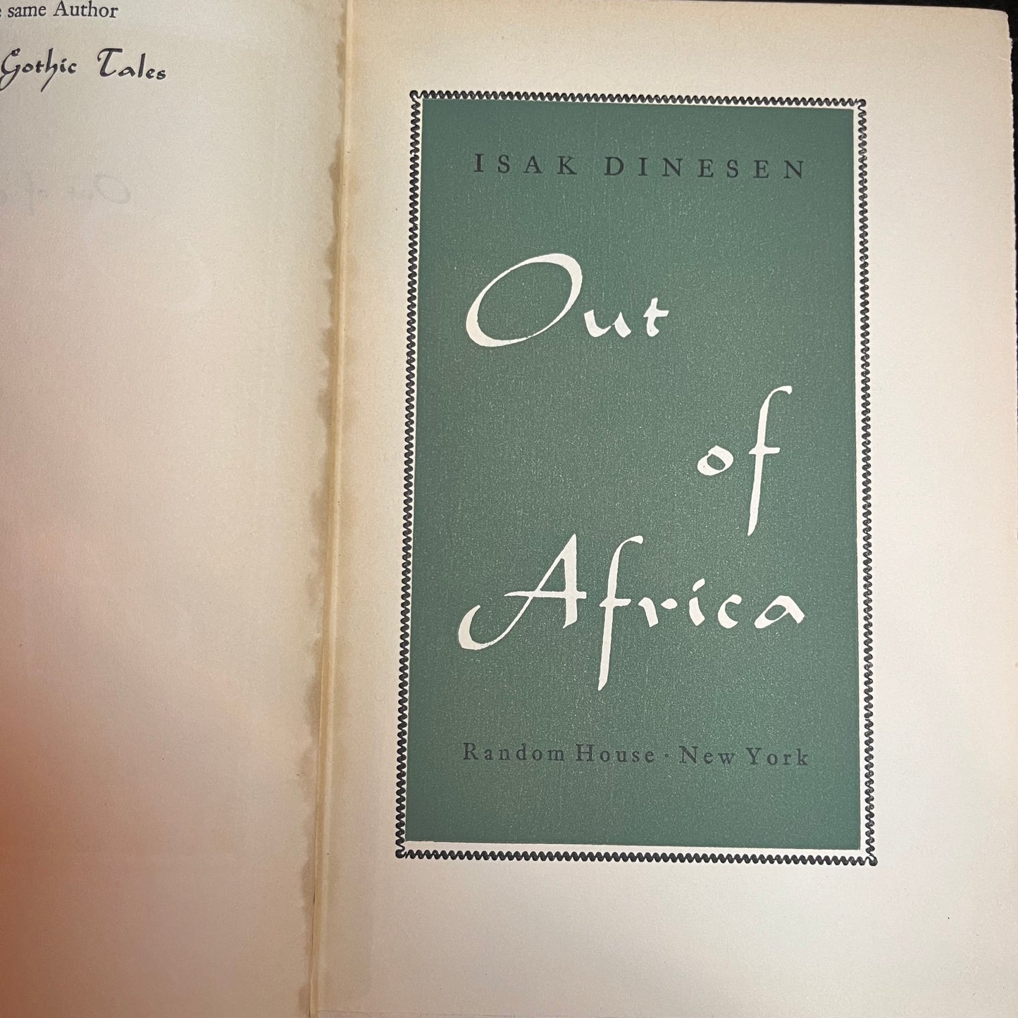 Out of Africa - Isak Dinesen - First Edition - 1938