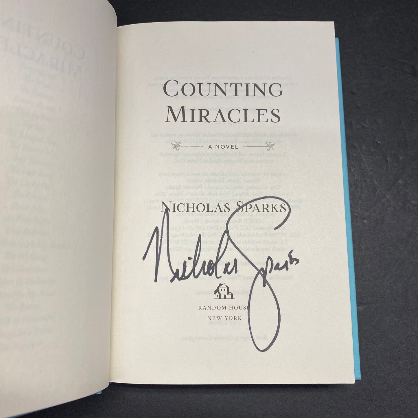 Counting Miracles - Nicholas Sparks - Signed - 1st Edition - 2024