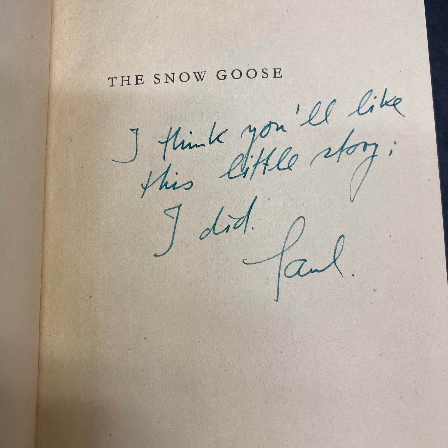 The Snow Goose - Paul Gallico - Signed - 1948