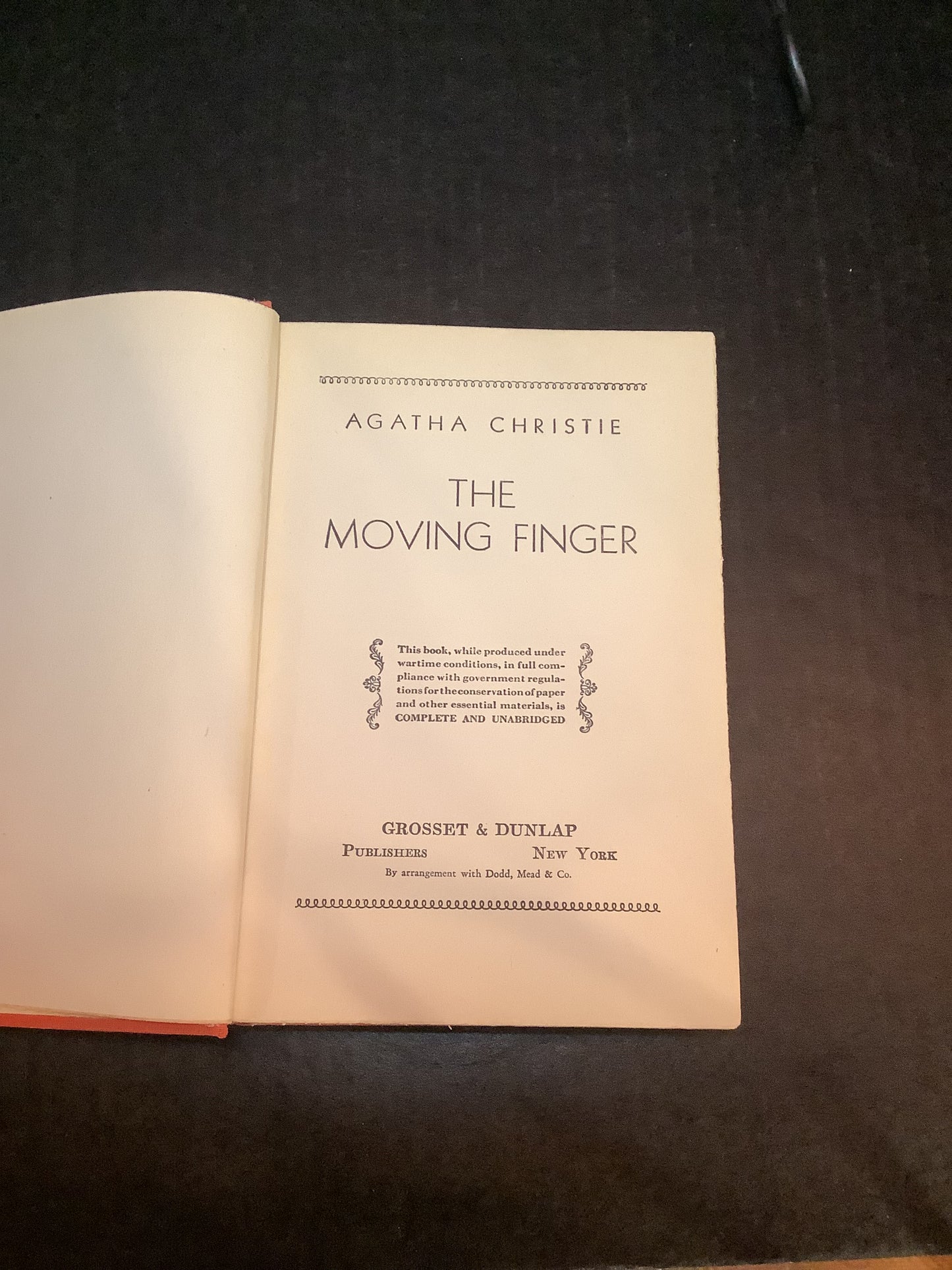 The Moving Finger - Agatha Christie - Reprint - 1942