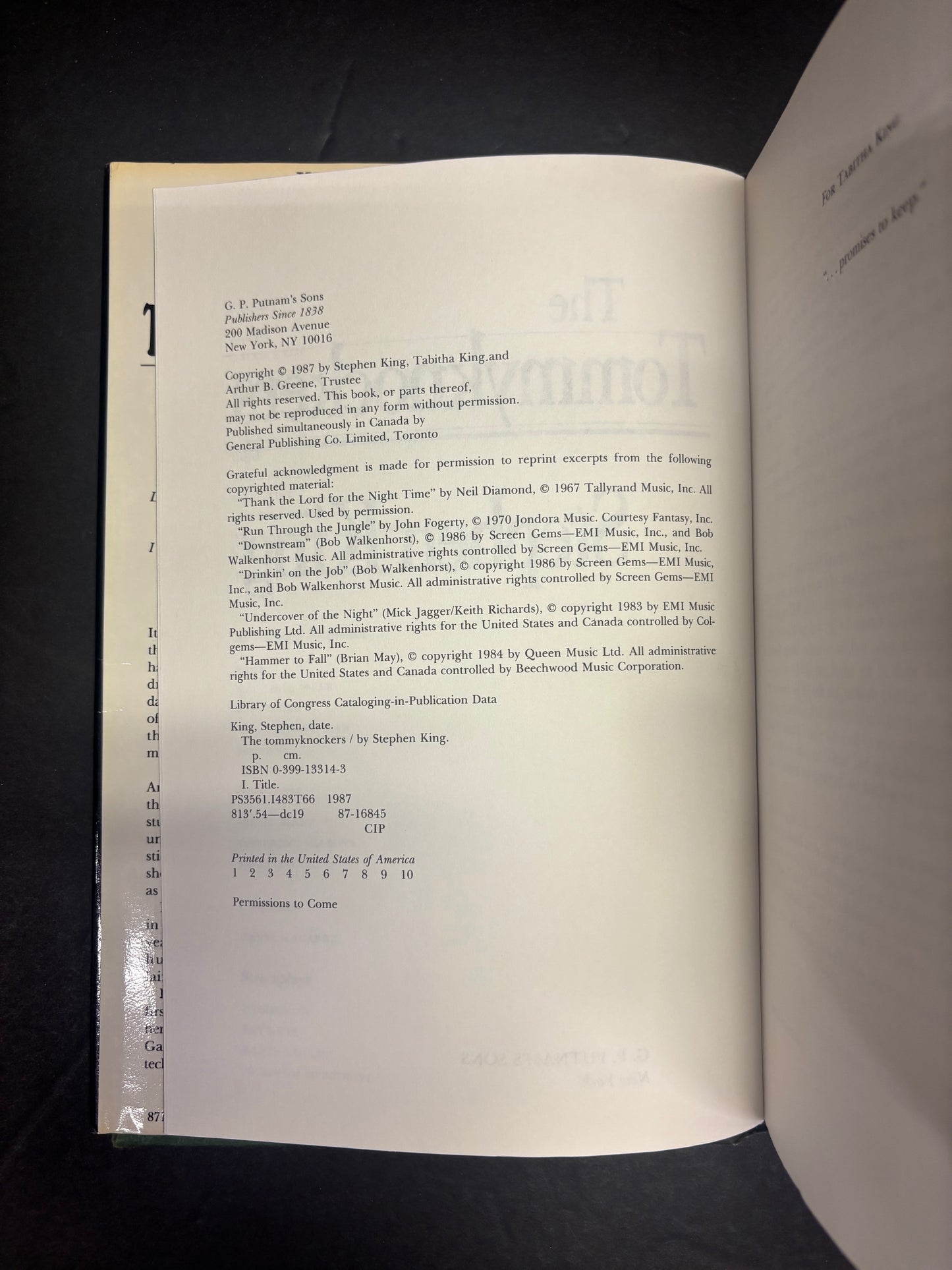 The Tommyknockers - Stephen King - 1st Edition - 1987