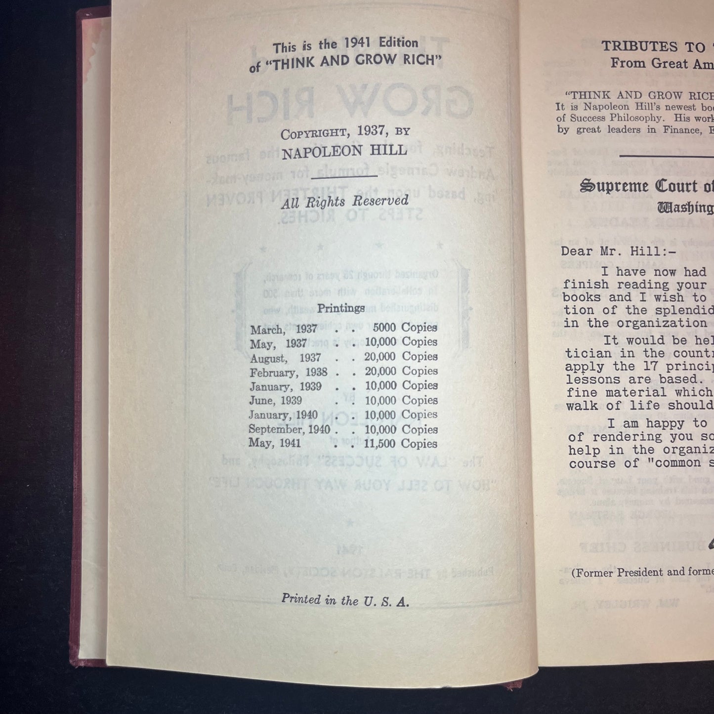 Think and Grow Rich - Napoleon Hill - 9th Print - 1941