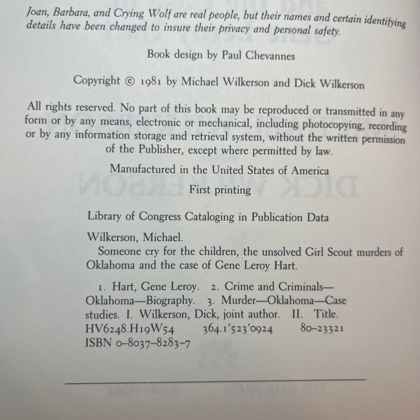 Someone Cry for the Children - Michael Wilkerson and Dick Wilkerson - 1st Edition - 1981