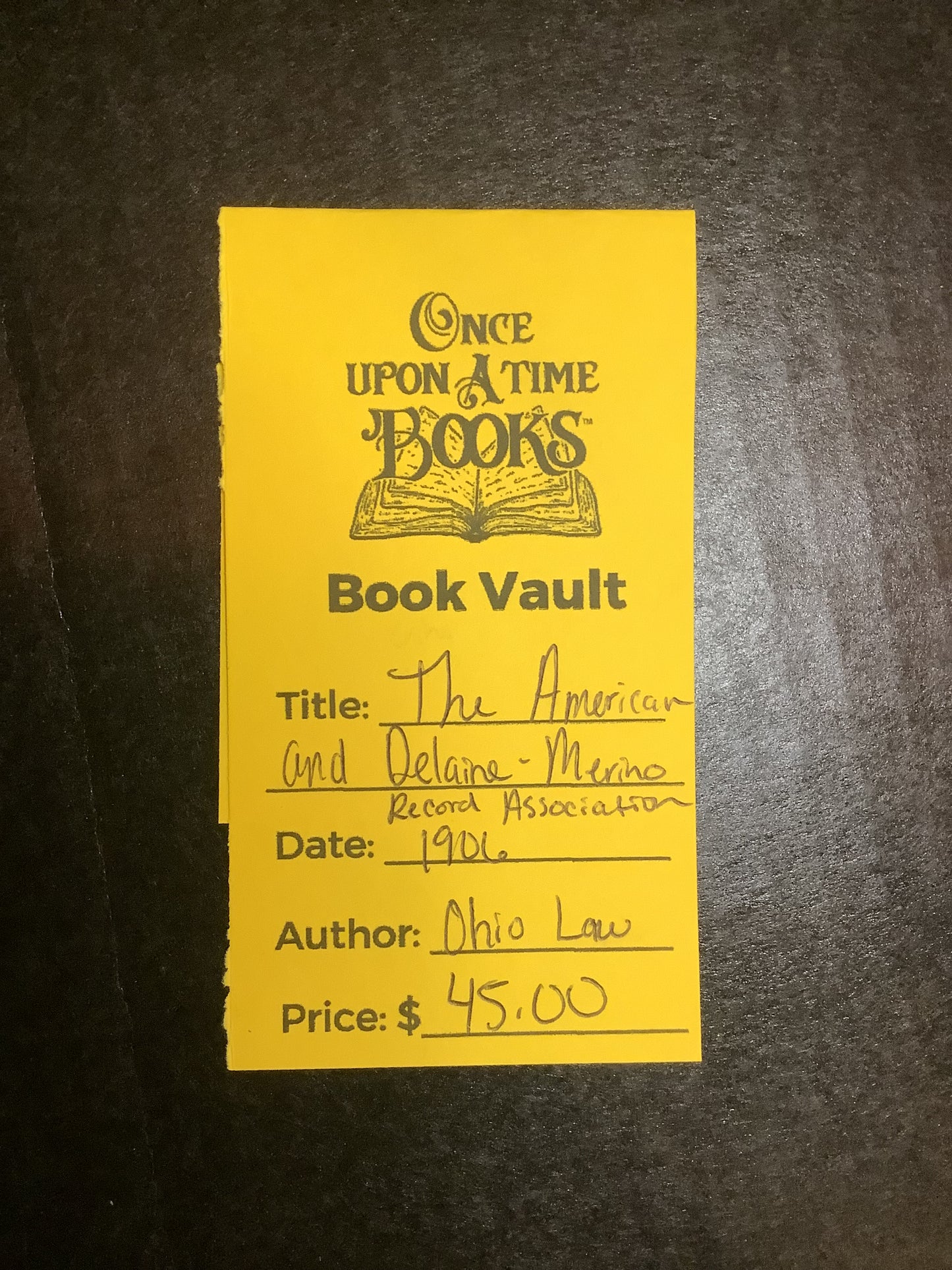 The American & Delaine - Merino Record Association - Ohio Law - 1906