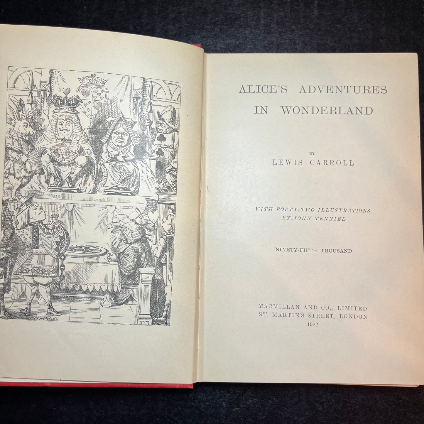 Alice's Adventure's - Lewis Carroll - 95th Thousand Print - 1922