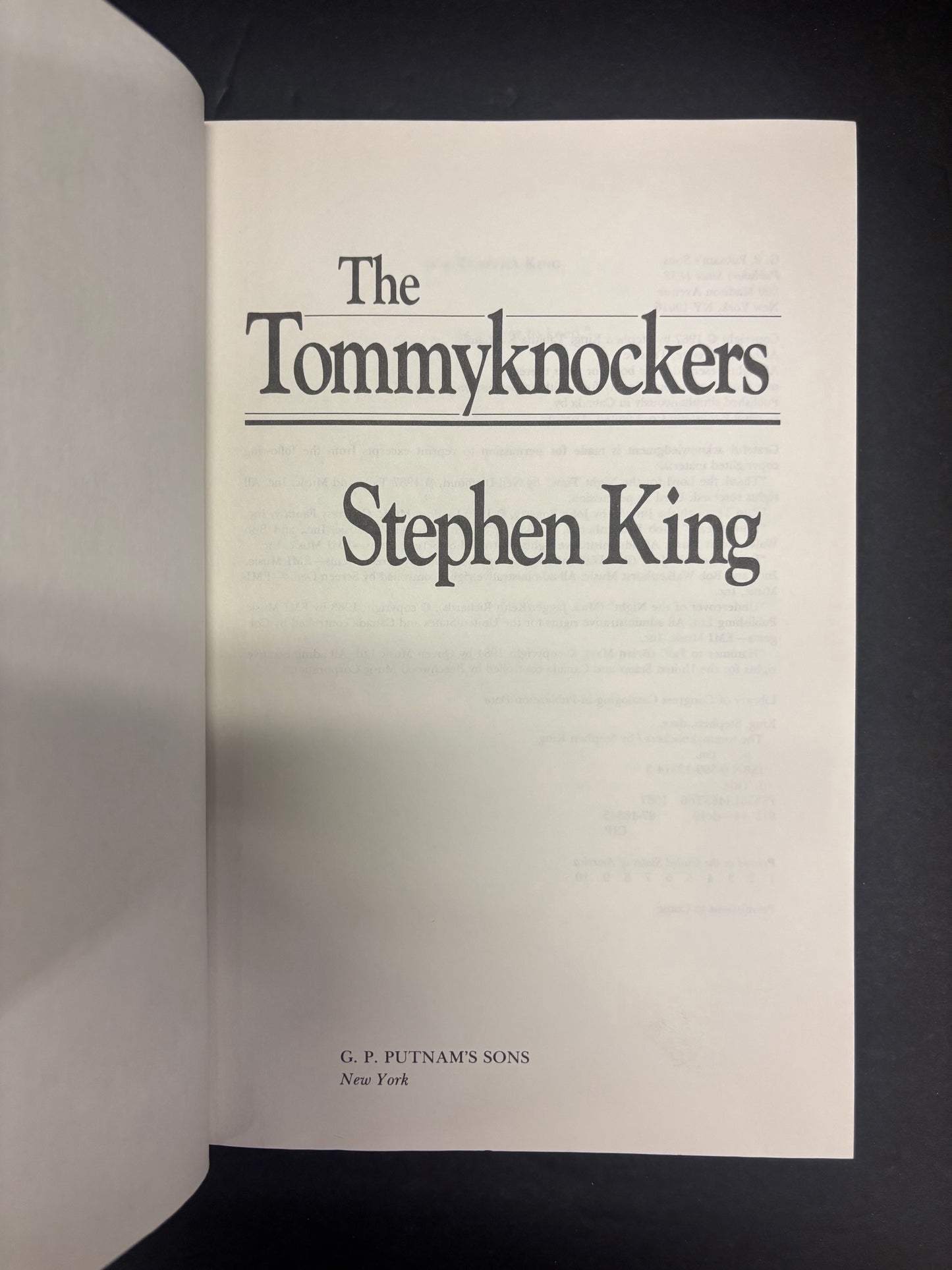 The Tommyknockers - Stephen King - 1st Edition - 1987