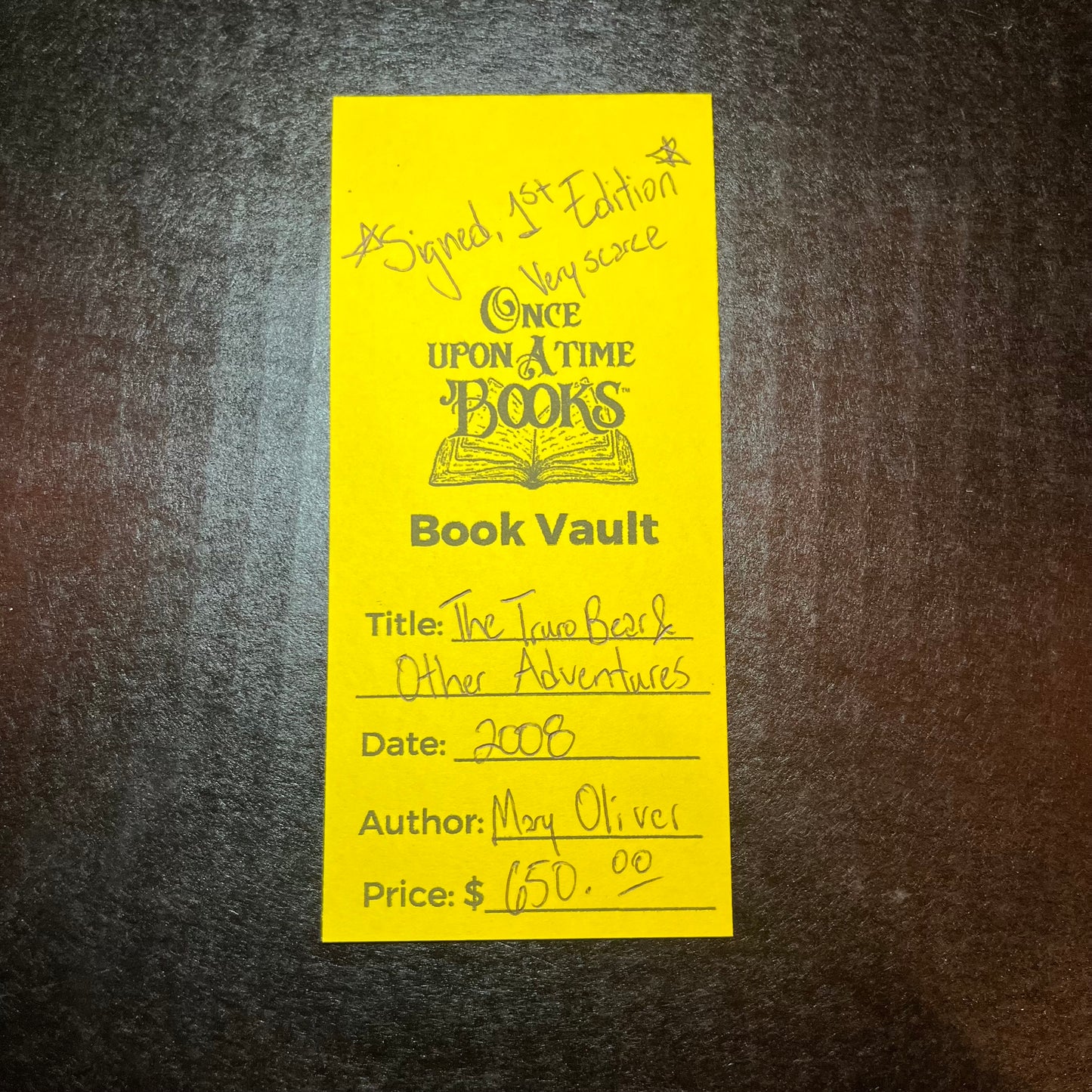 The Truro Bear and Other Adventures - Mary Oliver - First Edition - Signed - 2008