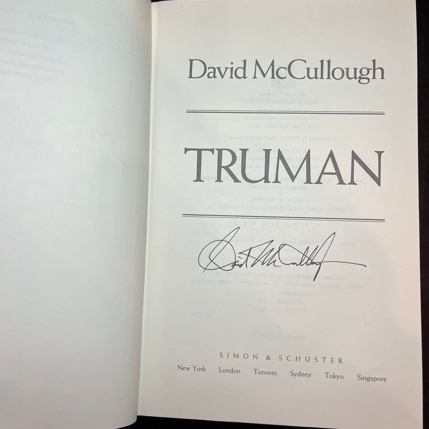 Truman - David McCullough - 2nd Print - Signed - 1992