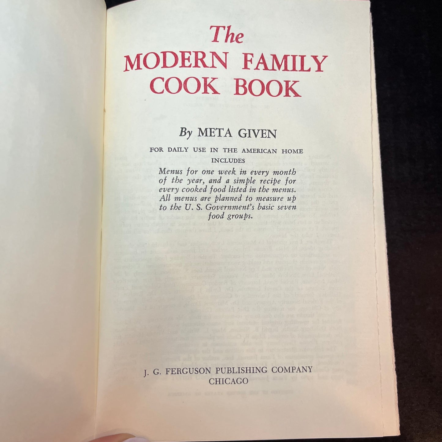 The Modern Family Cook Book - Meta Given - 1964