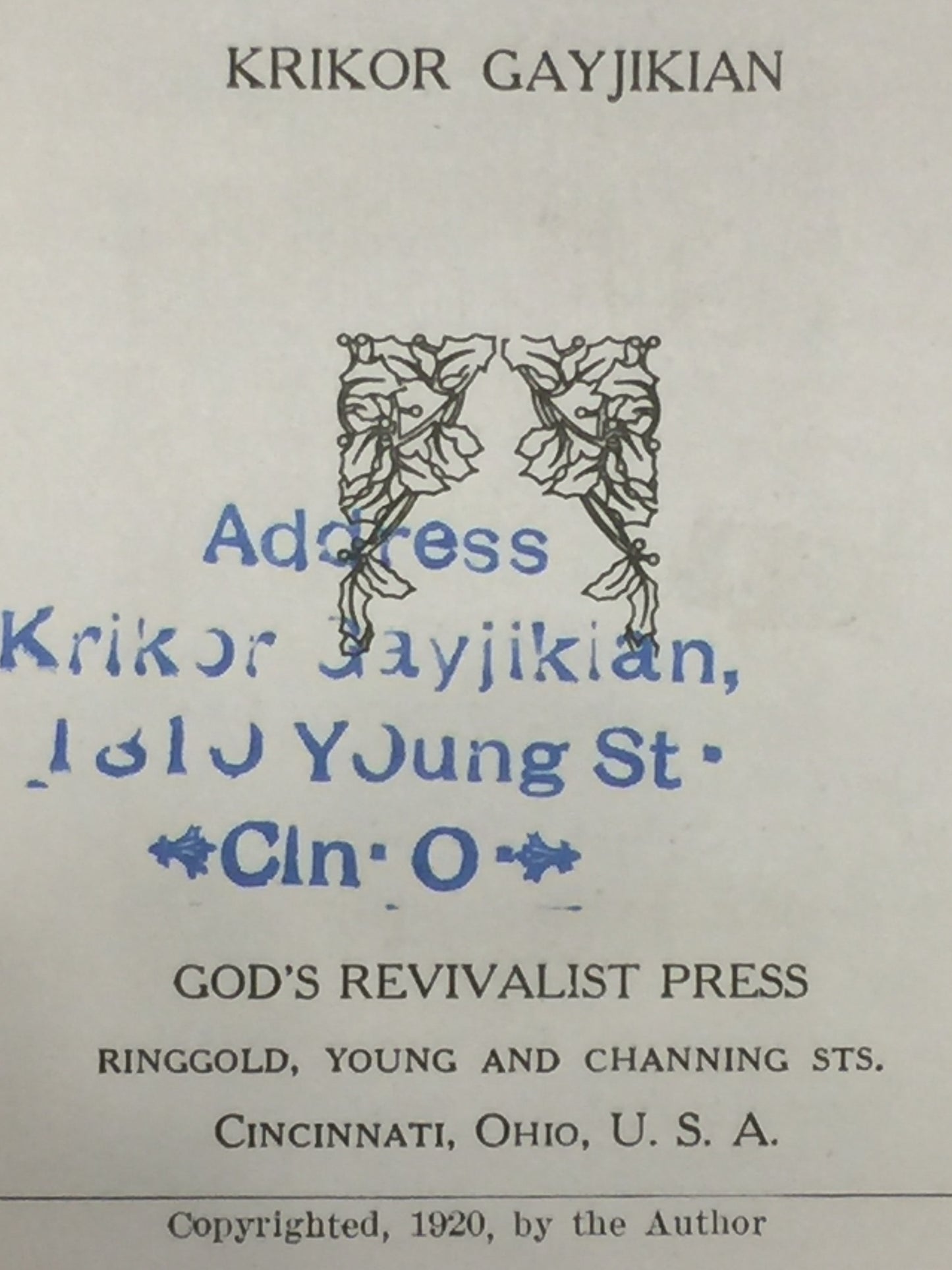 Martyred Armenia and the Story of My Life - Krikor Gayjikian - Signed - 1920