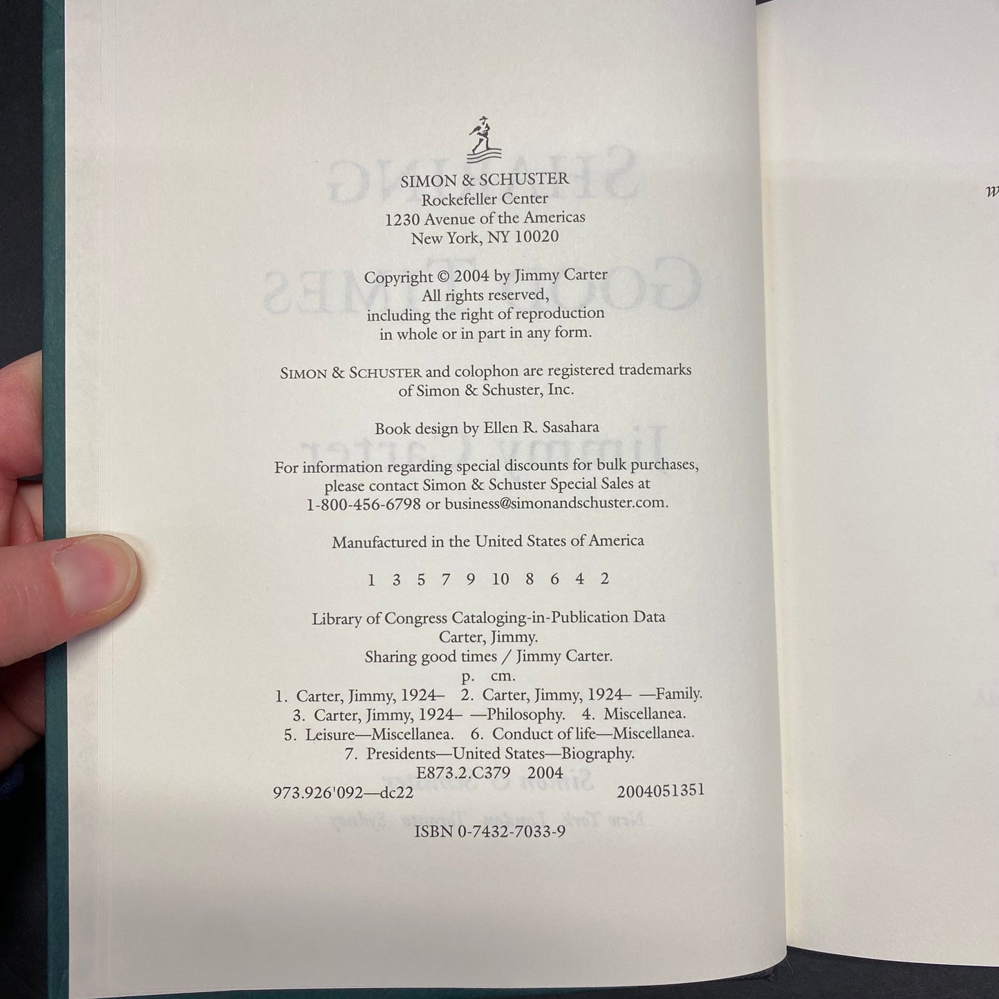 Sharing Good Times - Jimmy Carter - Signed - 2004