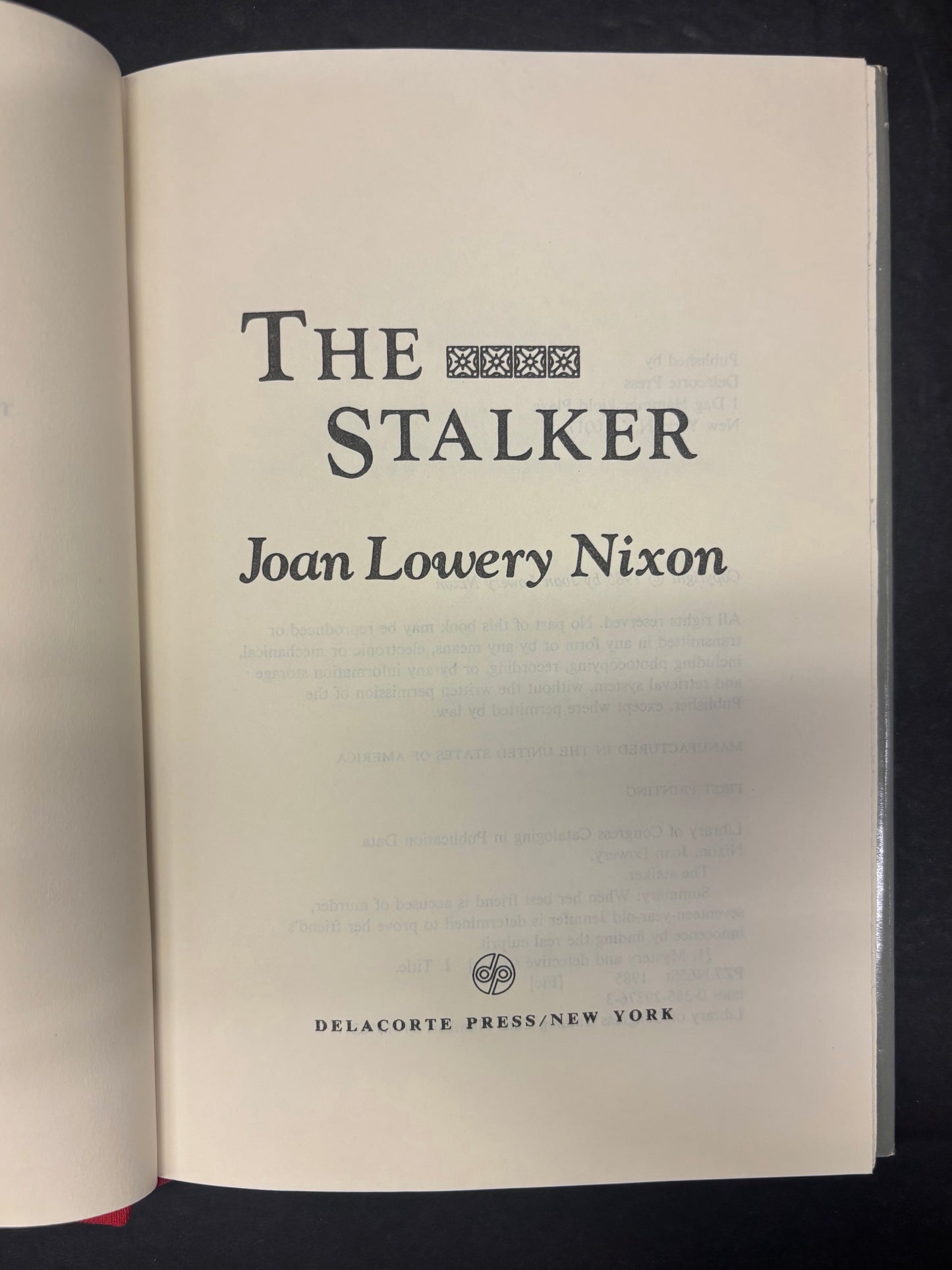 The Stalker - Juan Lowery Nixon - Signed - Stated 1st Edition - 1985