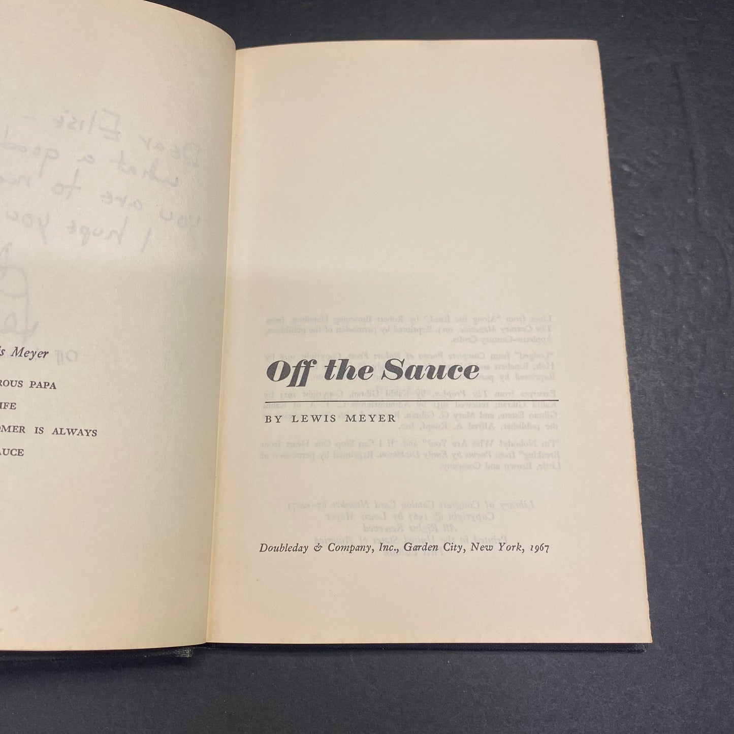 Off the Sauce - Lewis Meyer - Signed - 1967