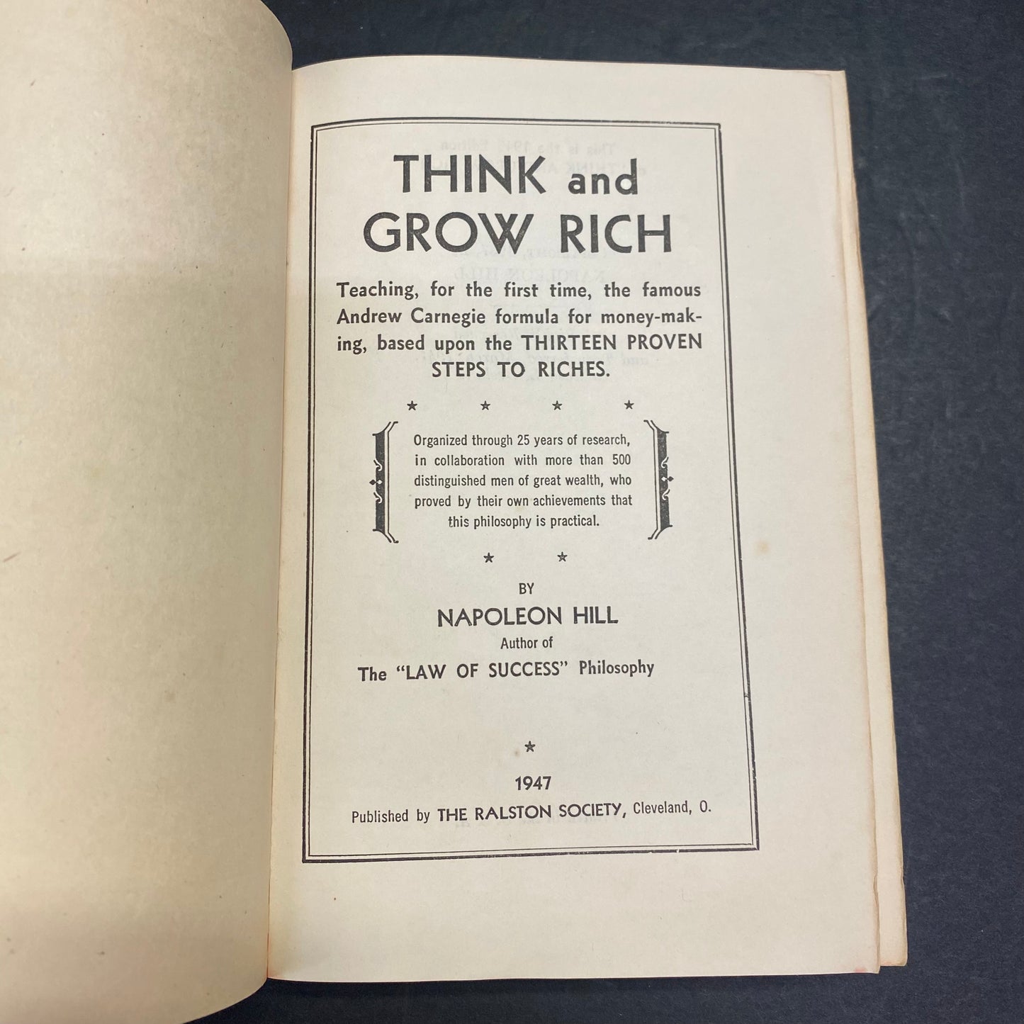 Think and Grow Rich - Napoleon Hill - Scarce - 1947