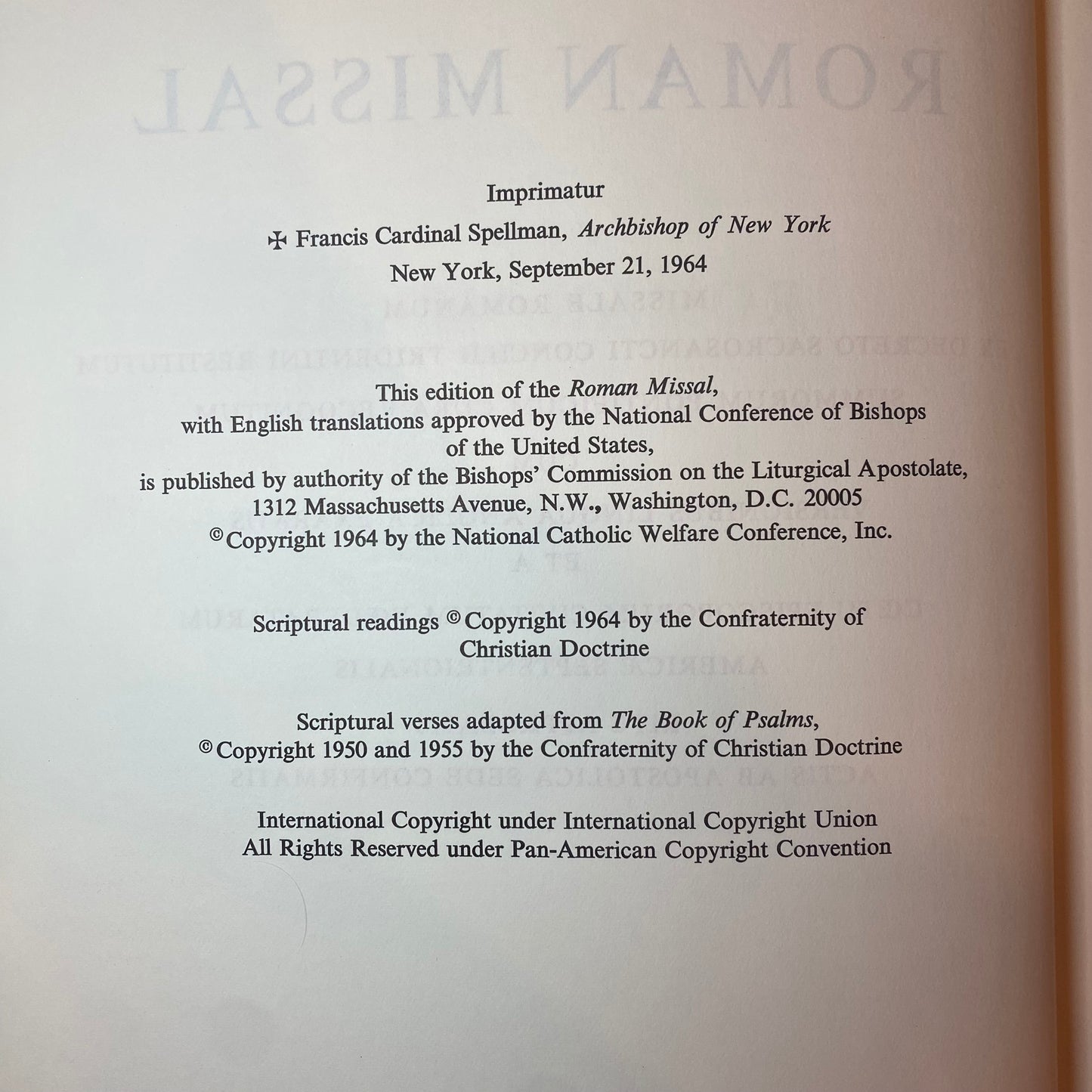 Roman Missal - Benziger Brothers - 1964