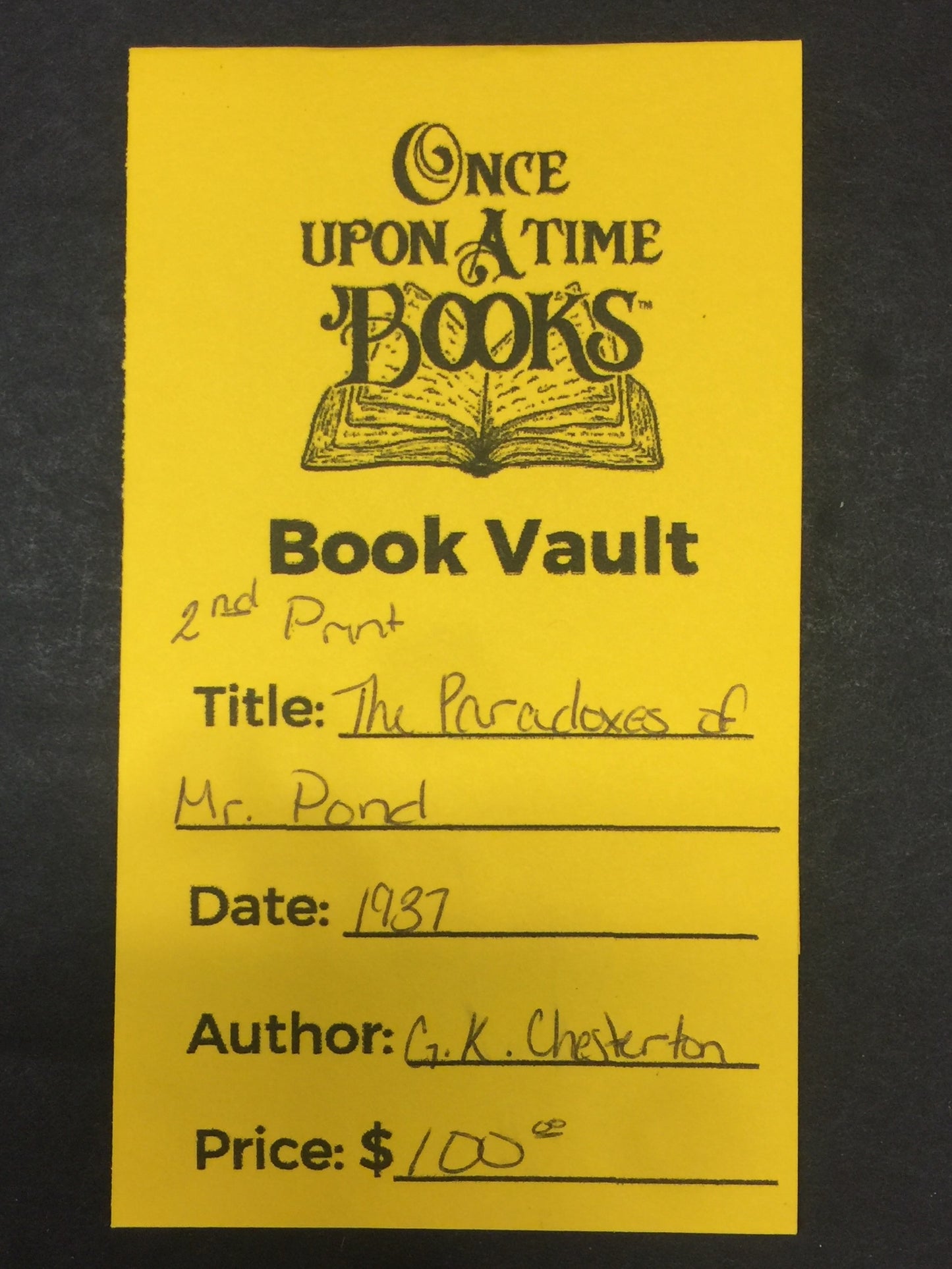 The Paradoxes of Mr. Pond - G.K. Chesterton - 2nd Print - 1937