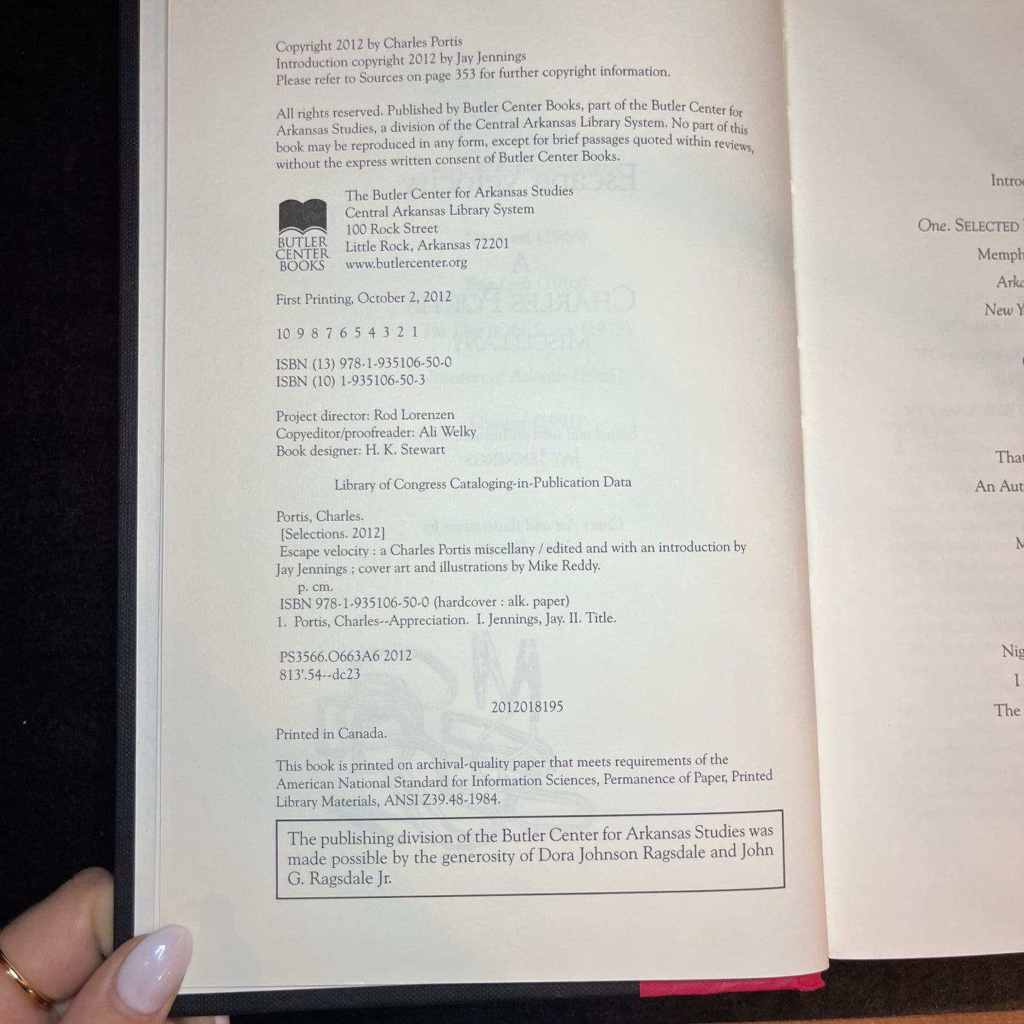 Escape Velocity - Charles Portis - 1st Edition - 2012