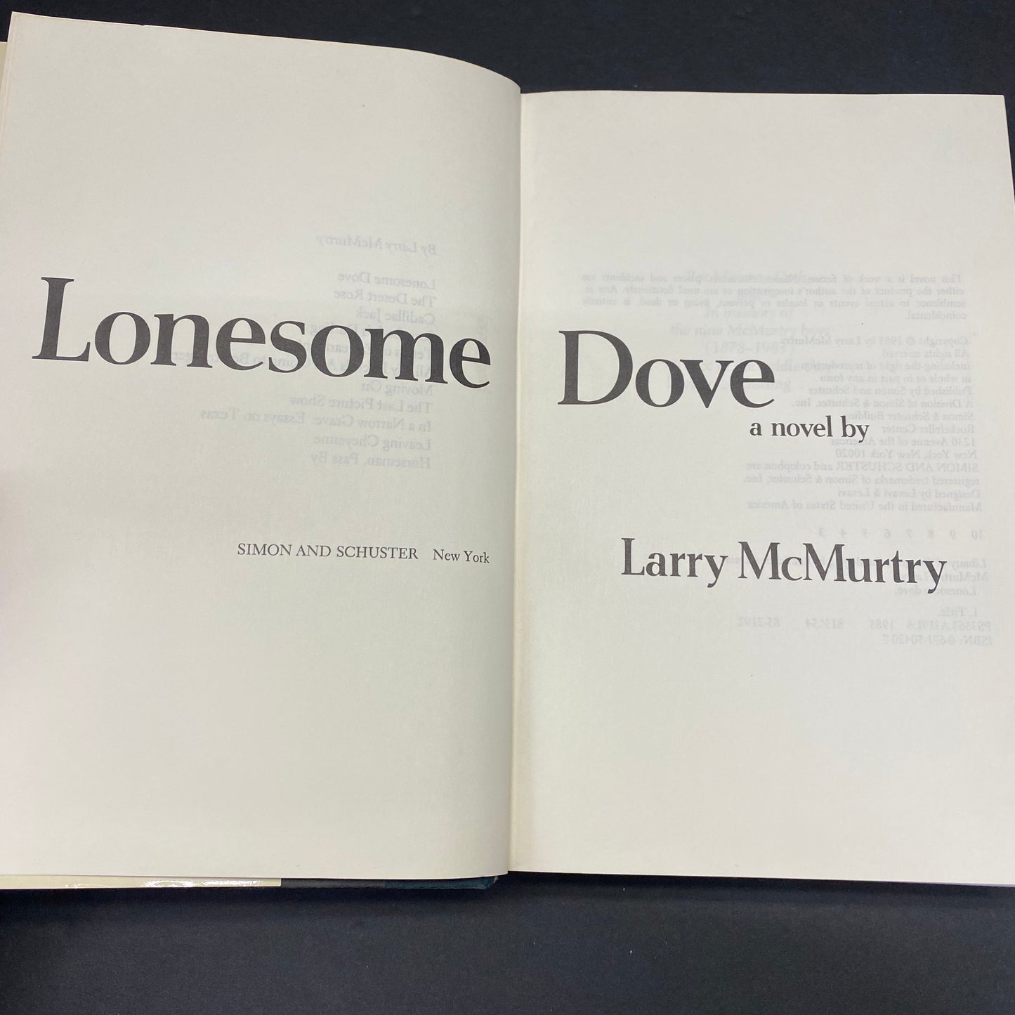 Lonesome Dove - Larry McMurtry - 3rd Edition - 1985