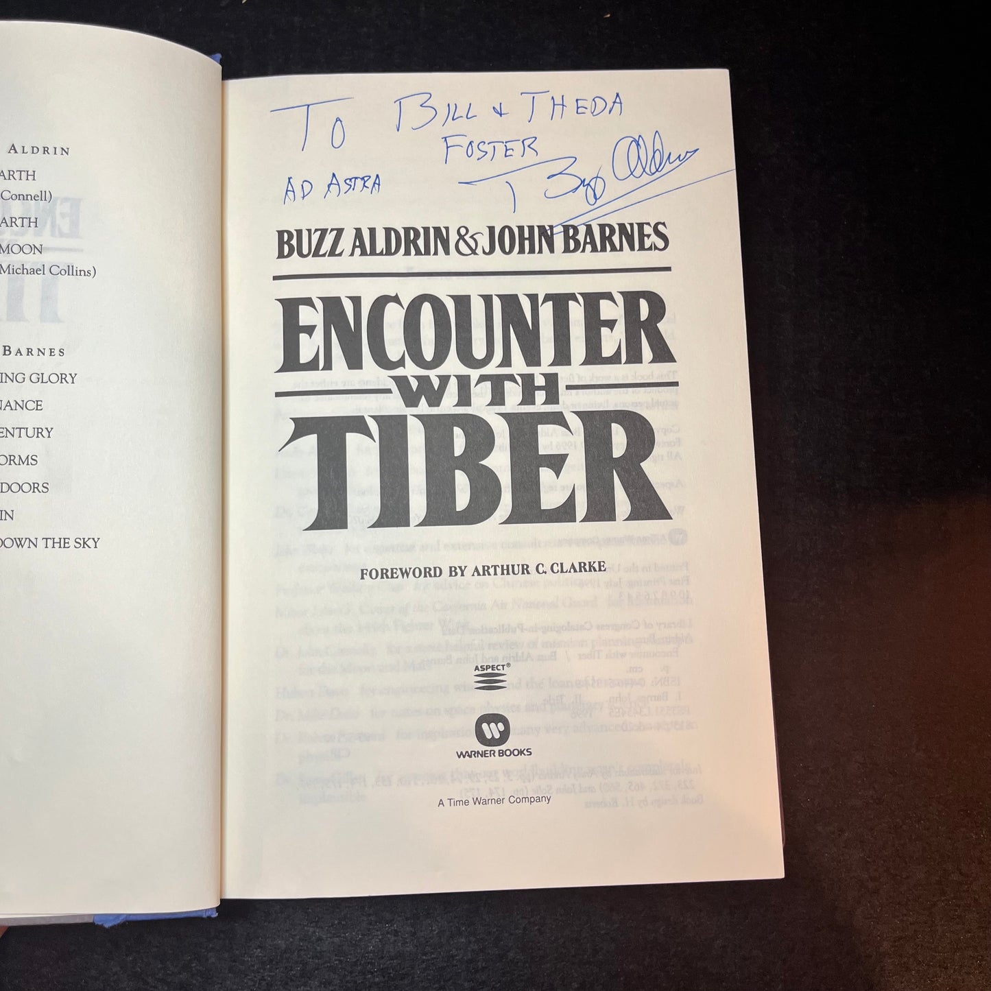 Encounter With Tiber - Buzz Aldrin and John Barnes - Signed Copy - 1996